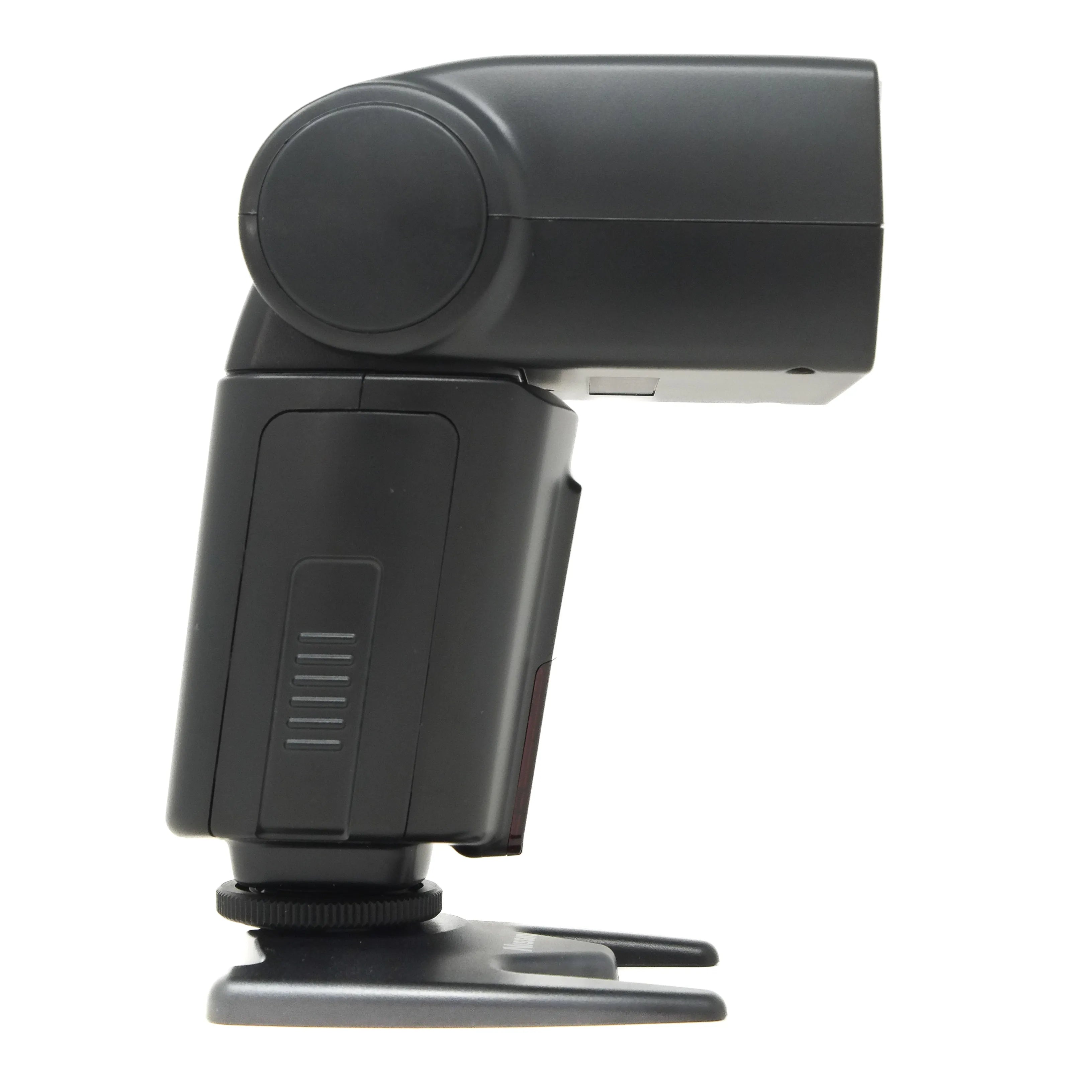 Black camera flash on a white background