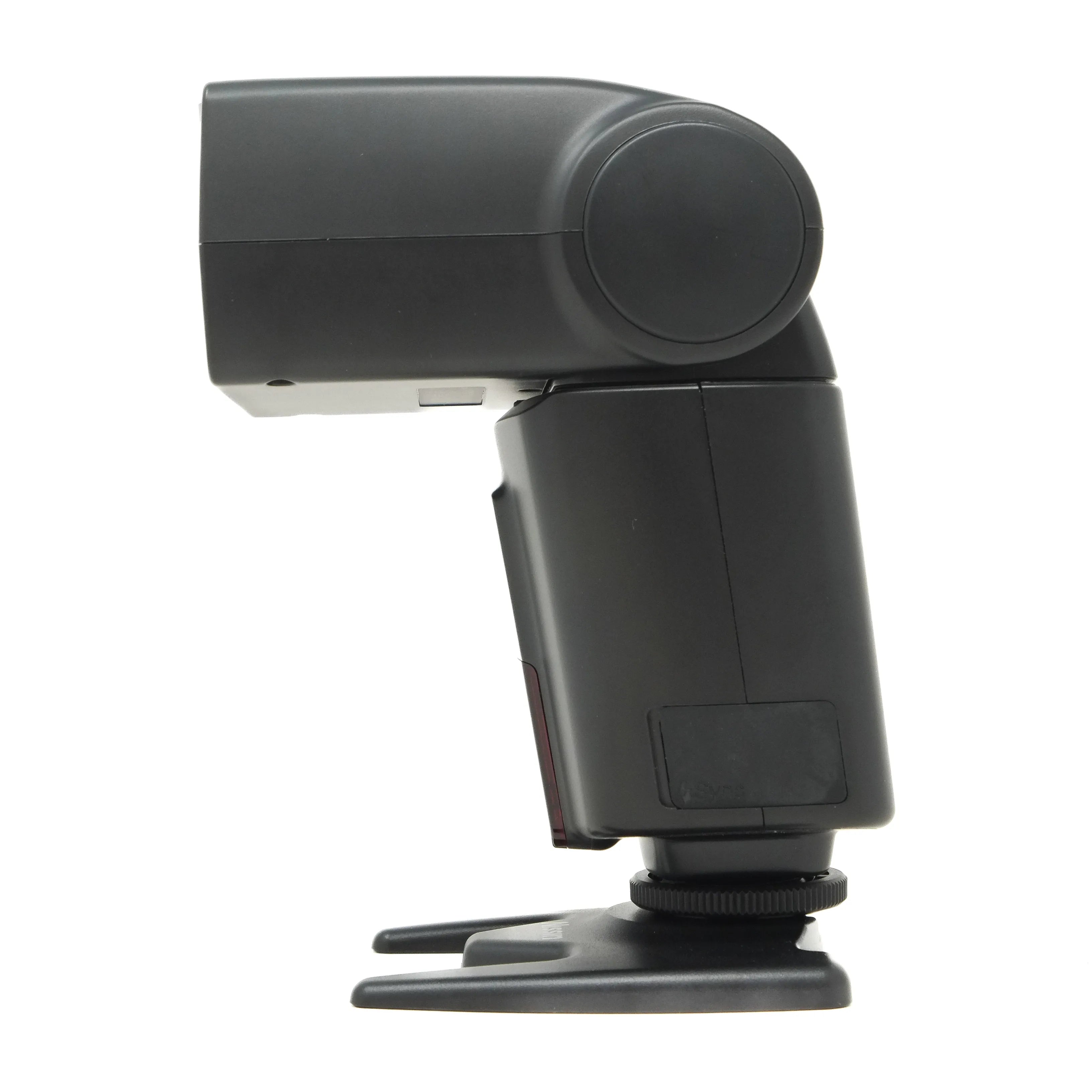 Black camera flash on a white background