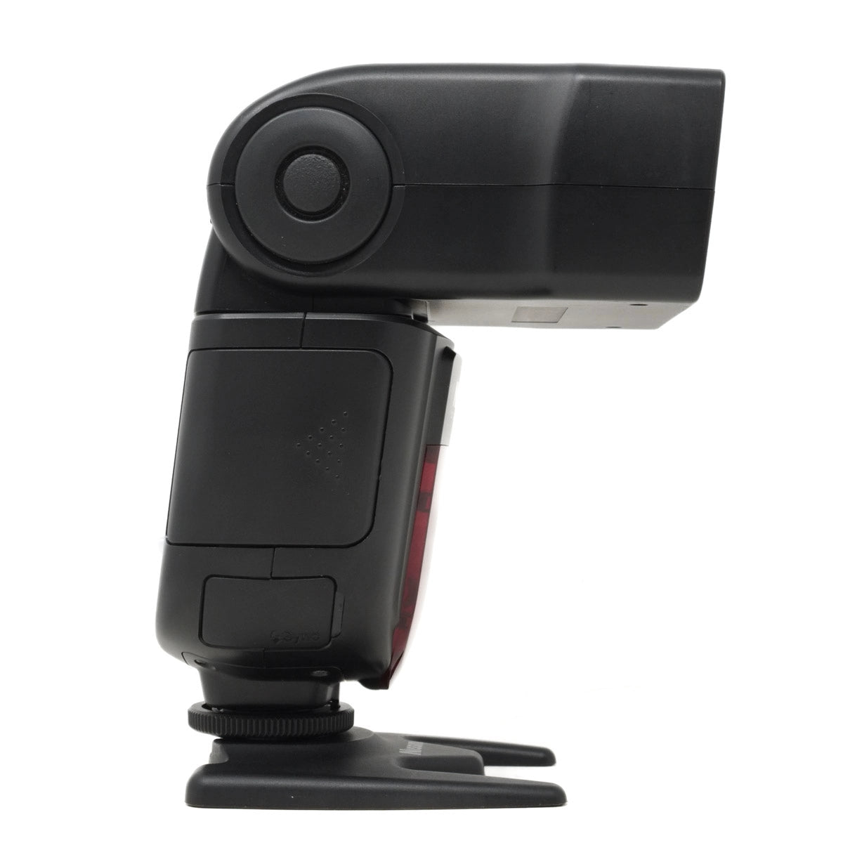 Black camera flash on a white background