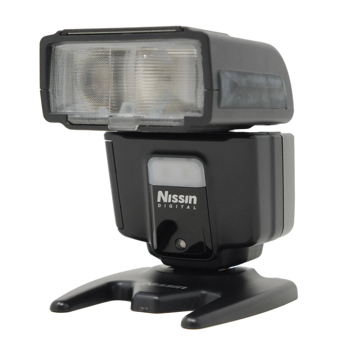 Nissin digital camera flash on a white background