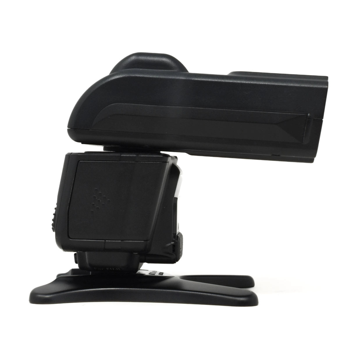 Black camera flash on a white background