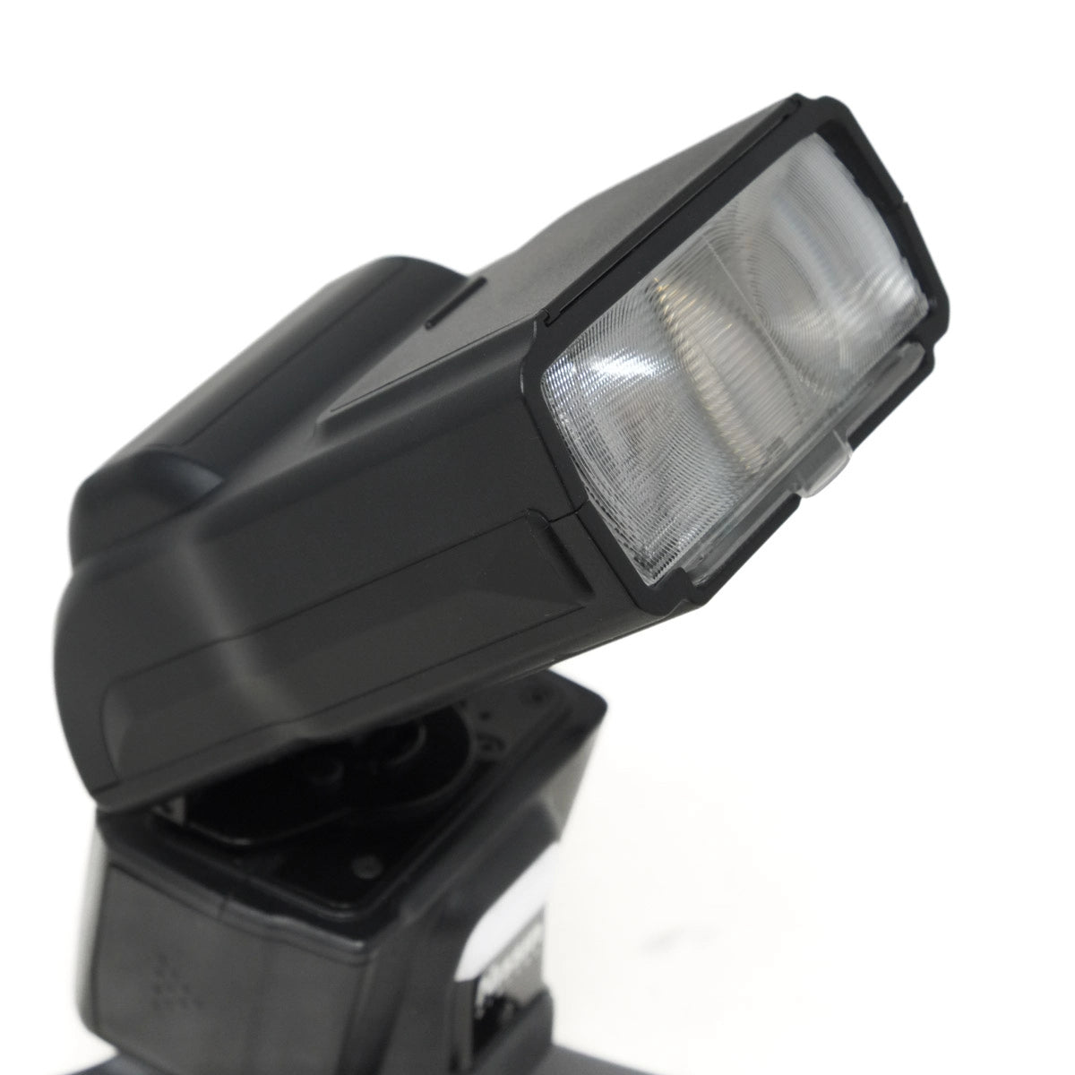 Black camera flash on a white background