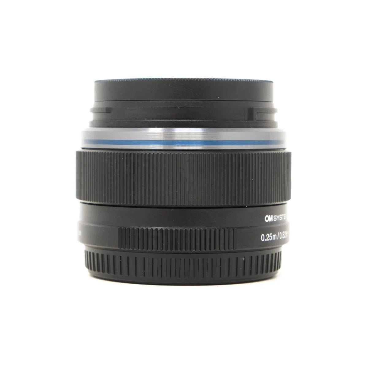 Used OM System 17mm F1.8 II Prime lens - side angle