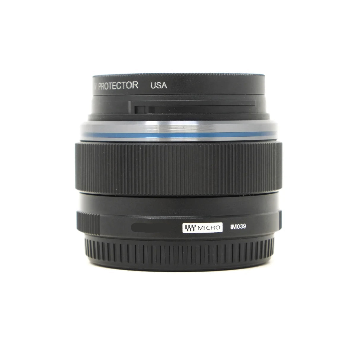 Used OM System 17mm F1.8 II Prime lens - side angle