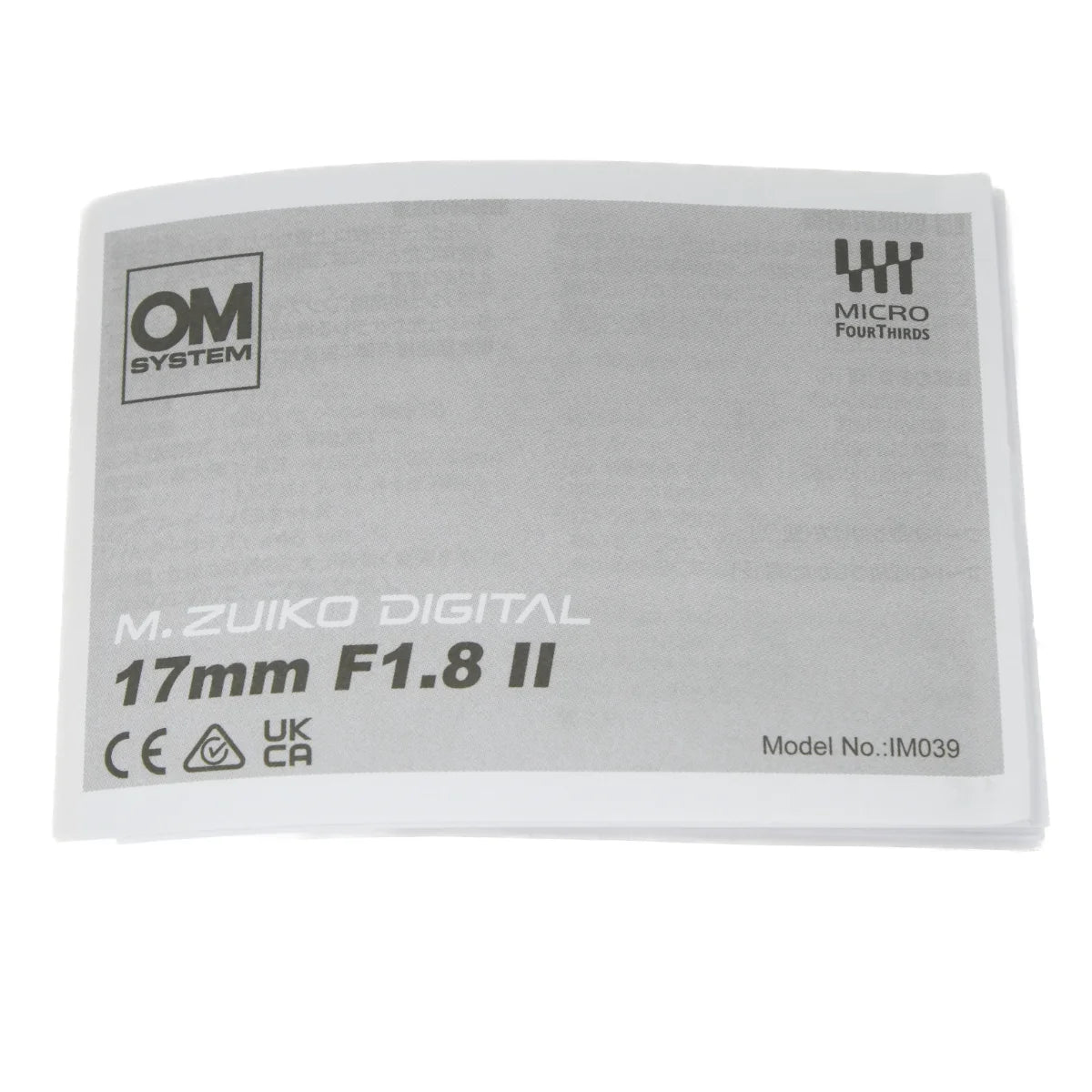 Used OM System 17mm F1.8 II Prime lens - instructions