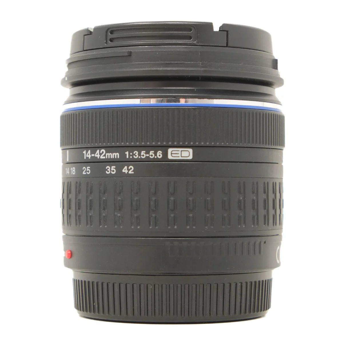 Used Olympus 4/thirds 14-42mm F3.5-5.6 lens - side angle