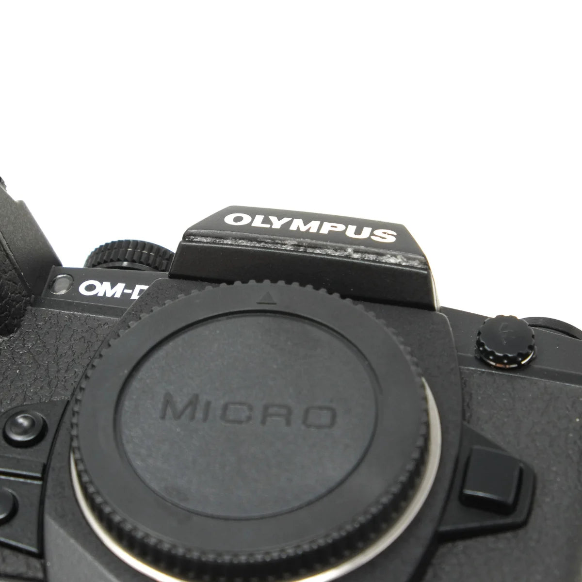 Used Olympus E-M1 Mirrorless camera with Spare OM Battery - bottom angle