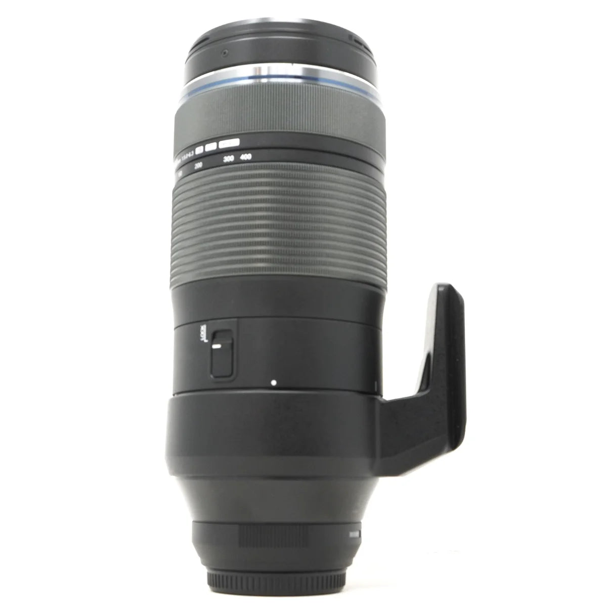 Used Olympus M.Zuiko 100-400mm F5-6.3 IS ED MSC Lens - side angle