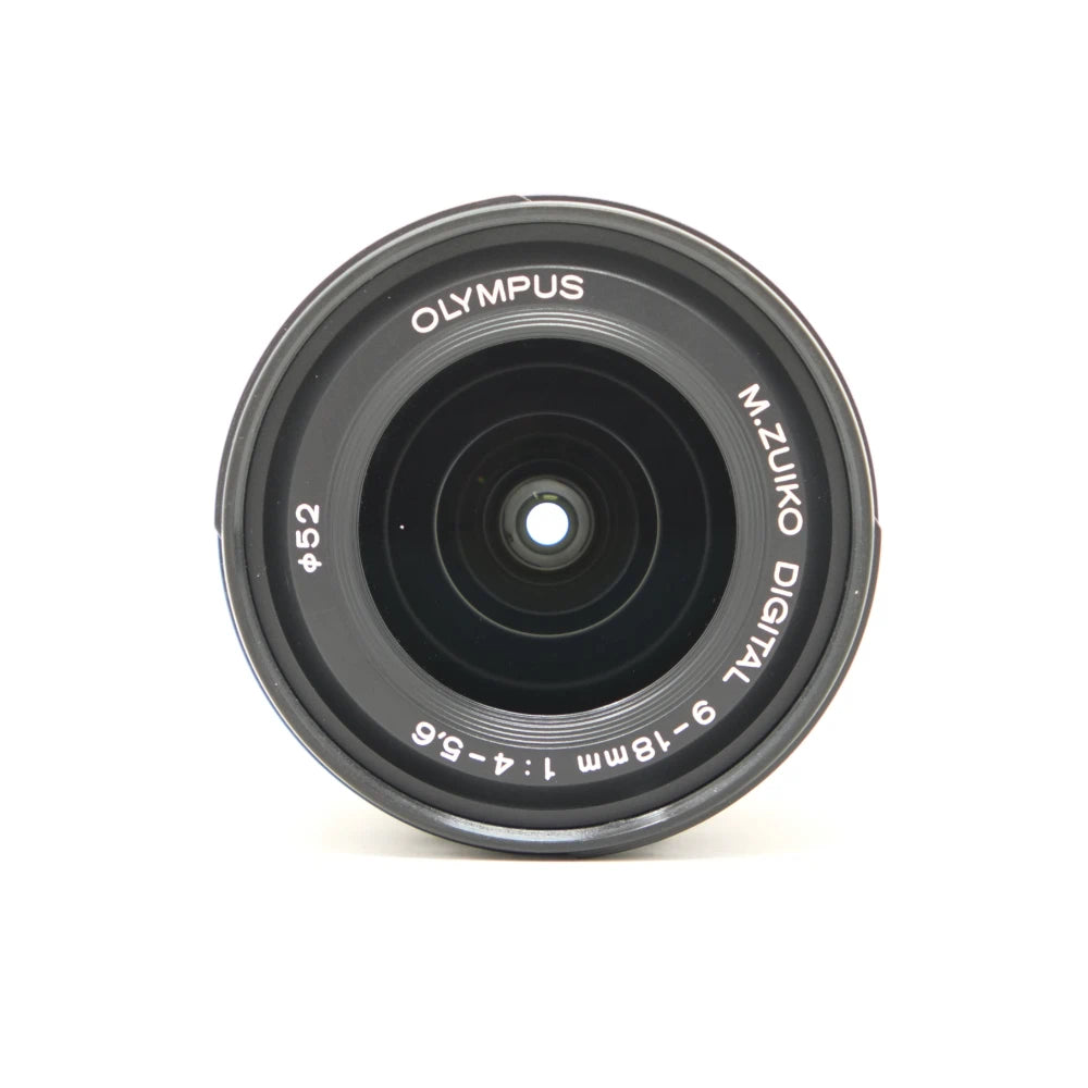 Used Olympus M.Zuiko 9-18mm F4-5.6 wide angle lens MFT (Hood SH45592)