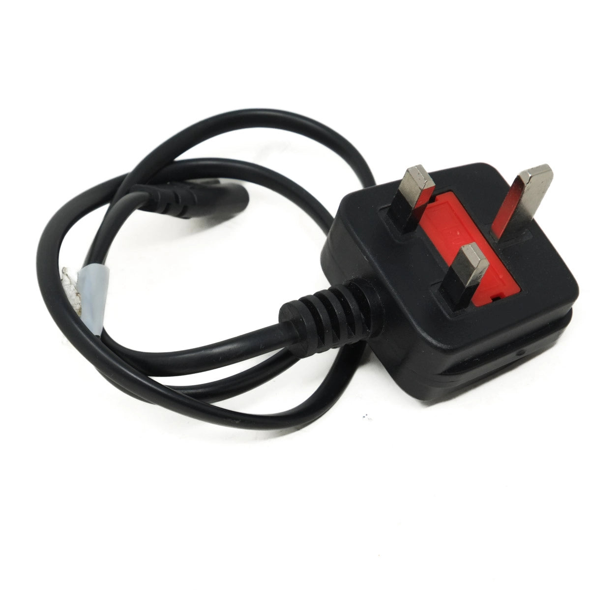 Black plug with red and gray accents on a white background