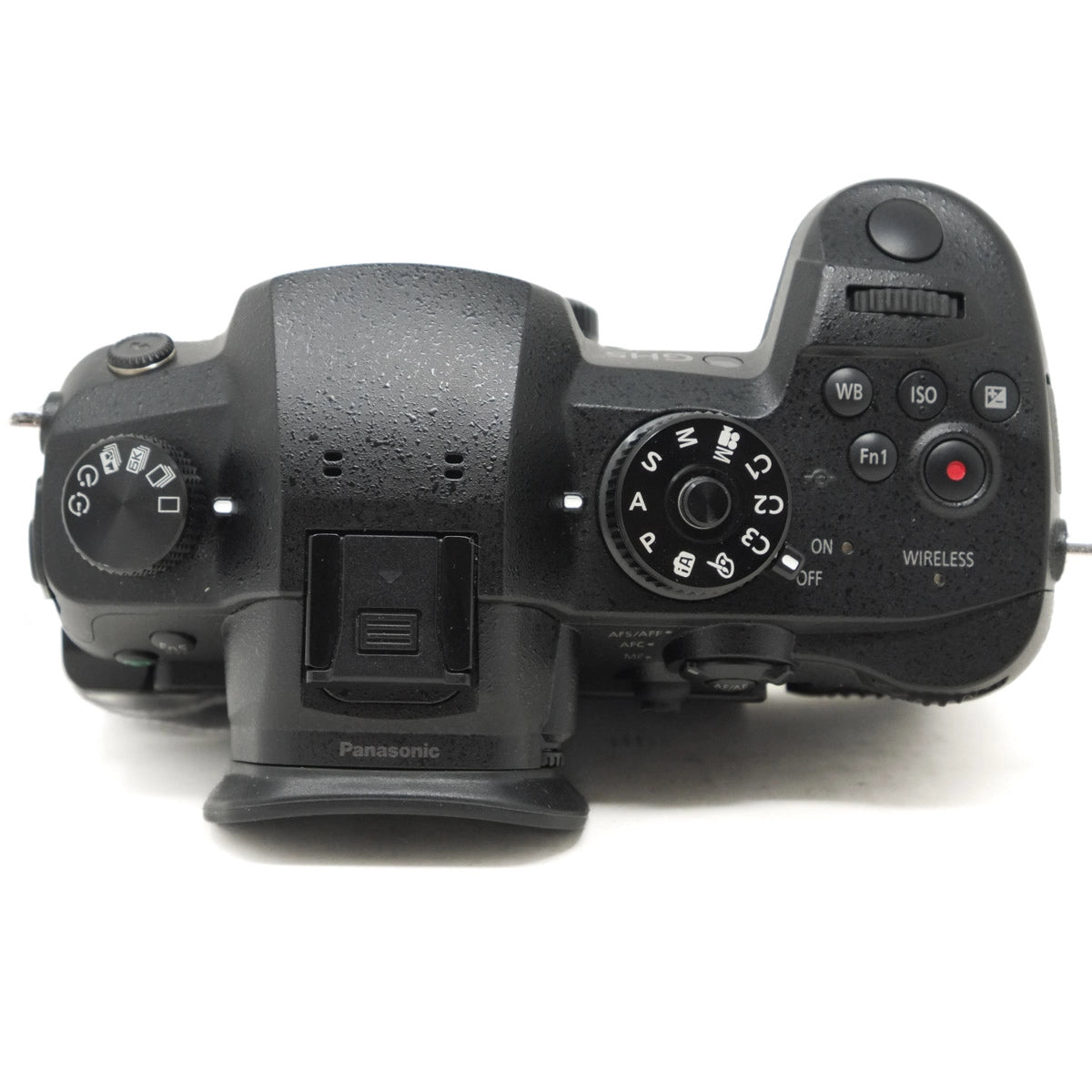 Top view of a Panasonic camera on a white background