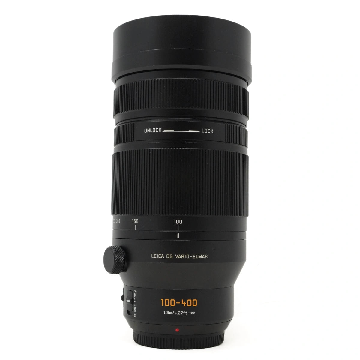 Camera lens with focus and zoom indicators on a white background