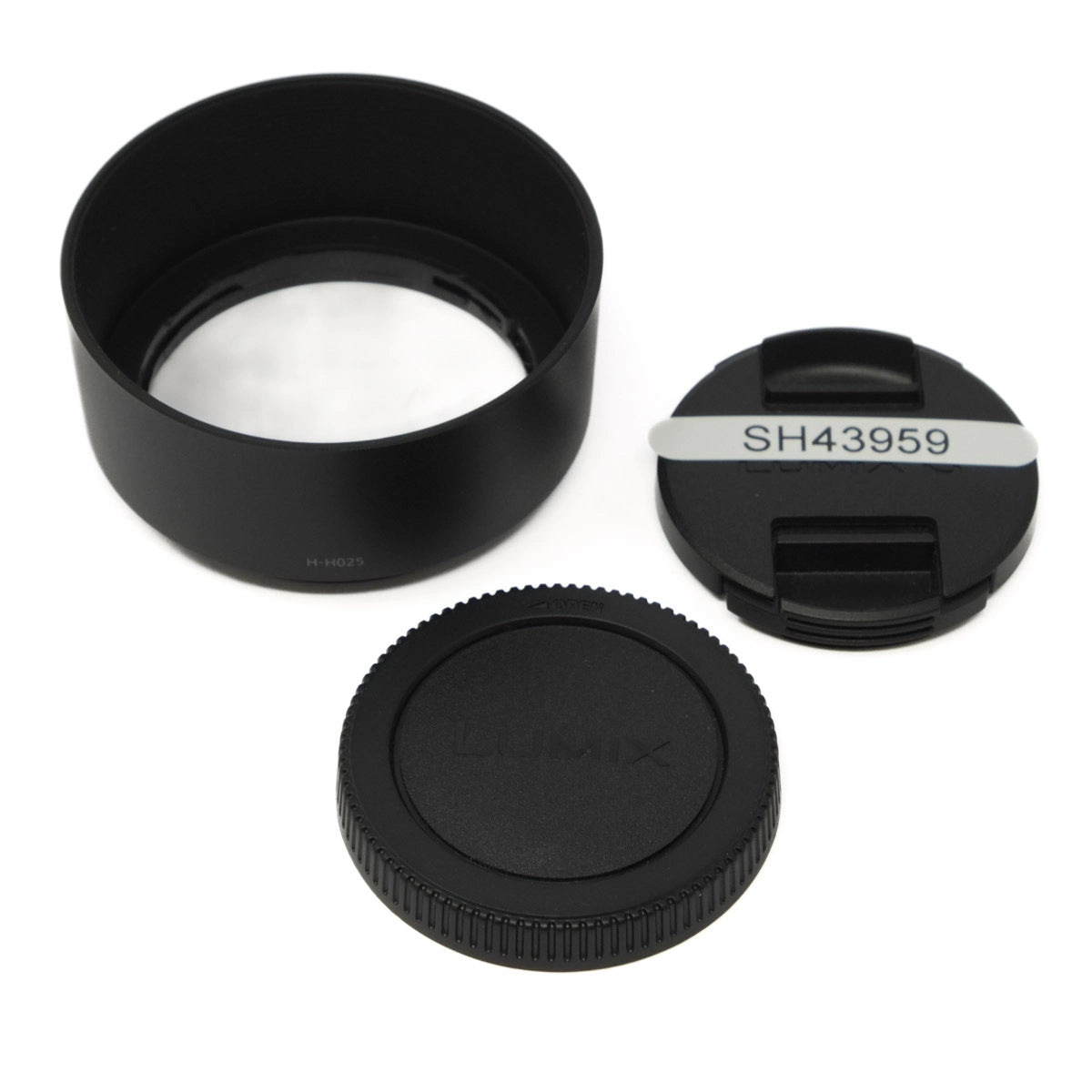 Used Panasonic Lumix 25mm F1.7 lens - lens hood and lens caps