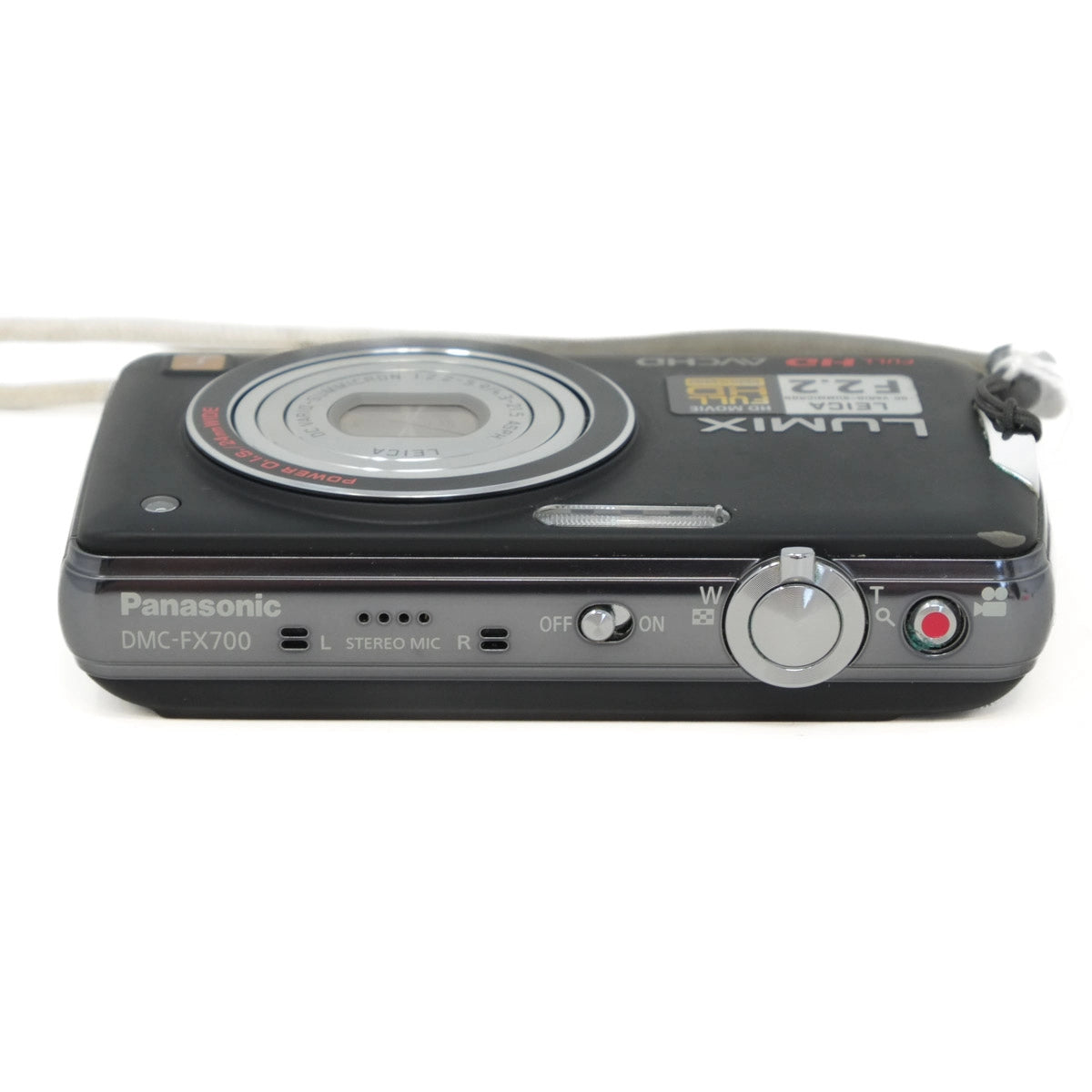 Black Panasonic digital camera on a white background