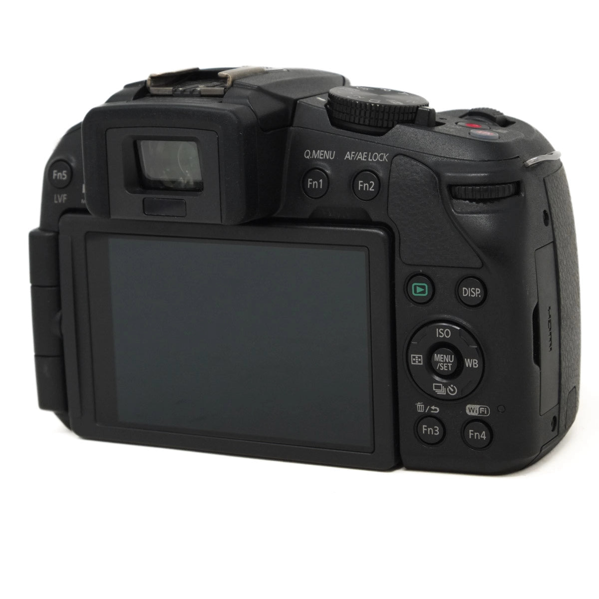 Black camera back view on a white background