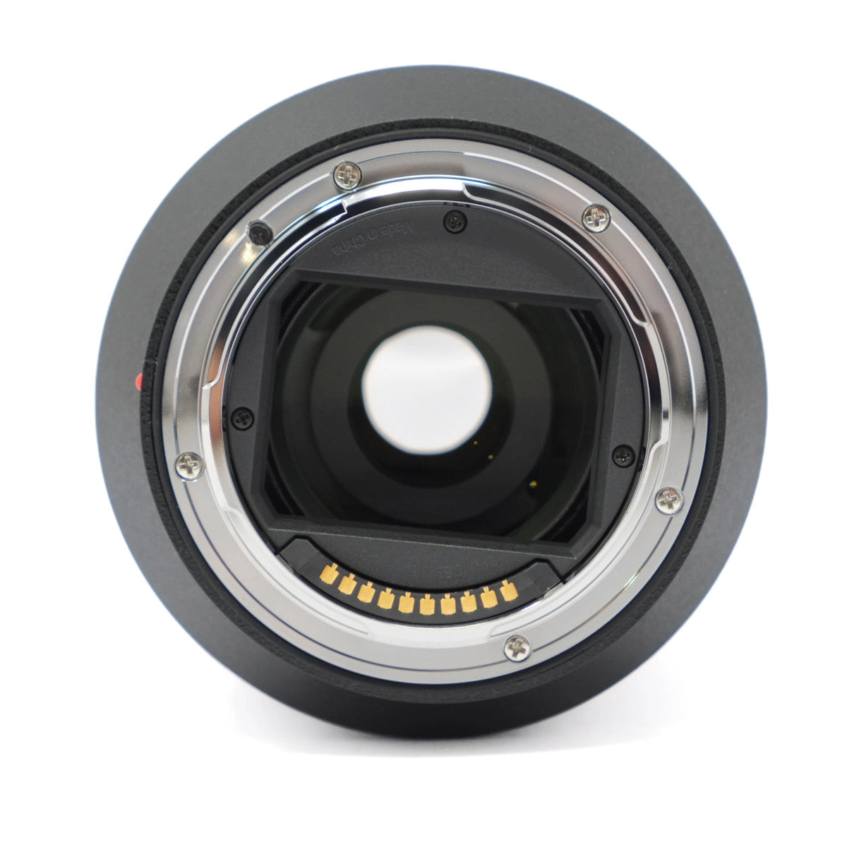Camera lens mount on a white background