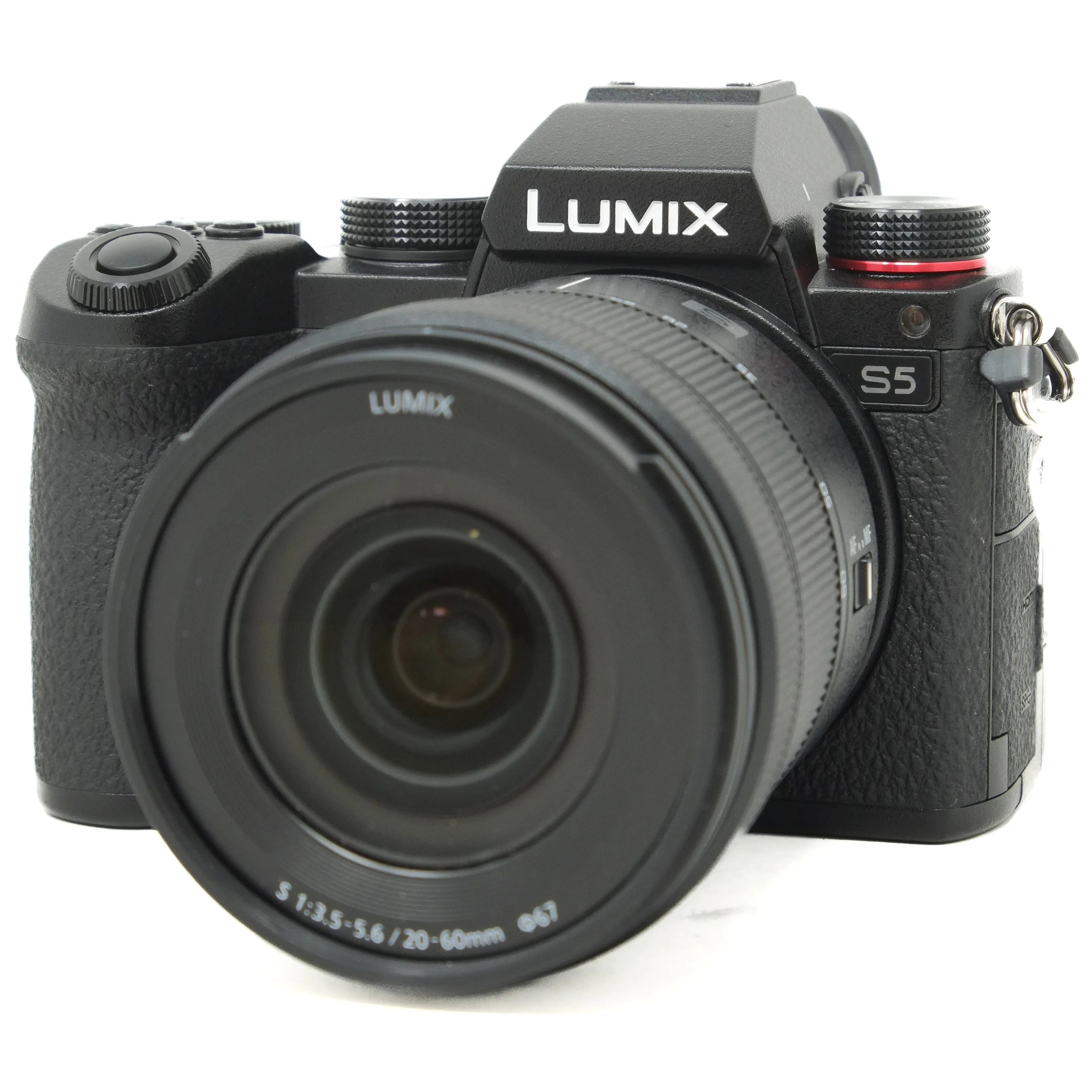 Lumix camera with lens on a white background