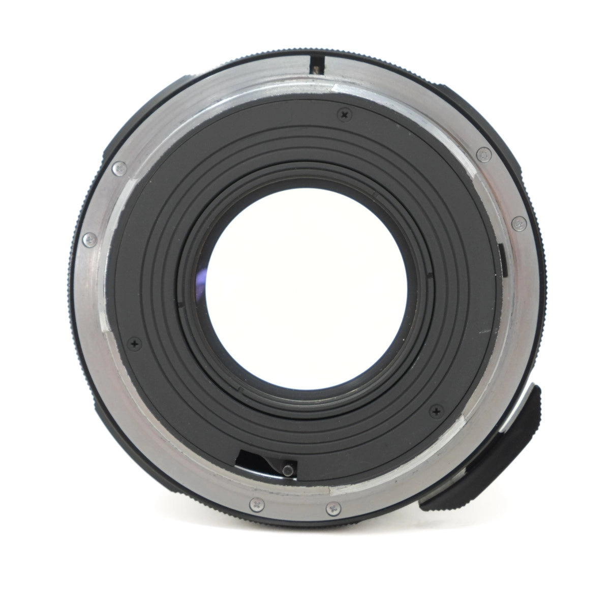 Camera lens mount on a white background