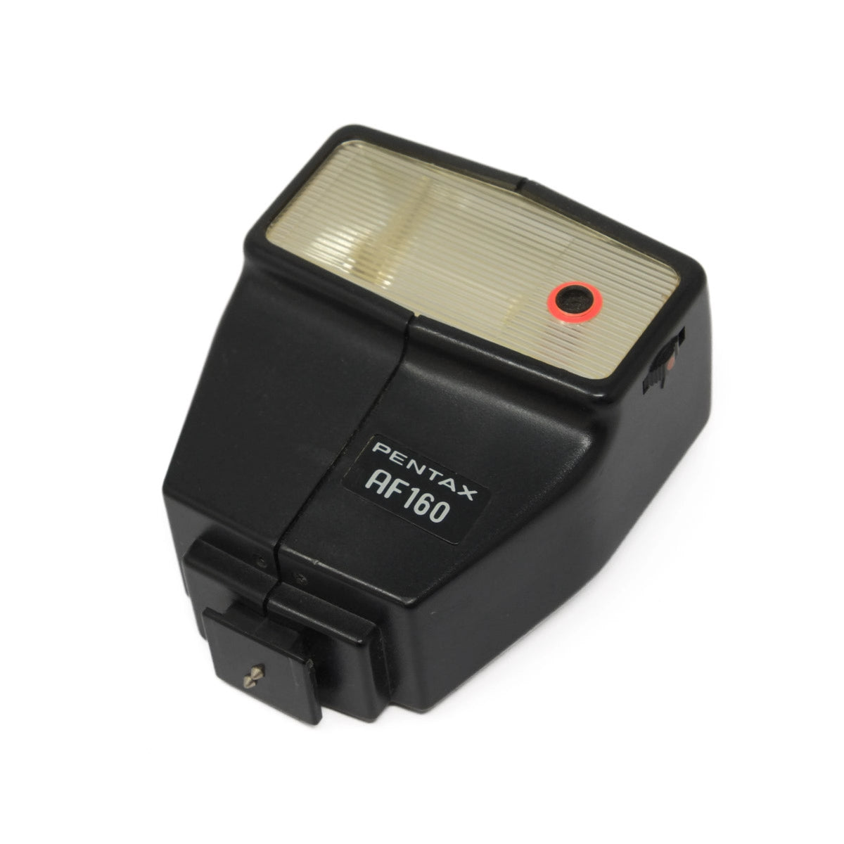 Pentax AF160 camera flash on a white background