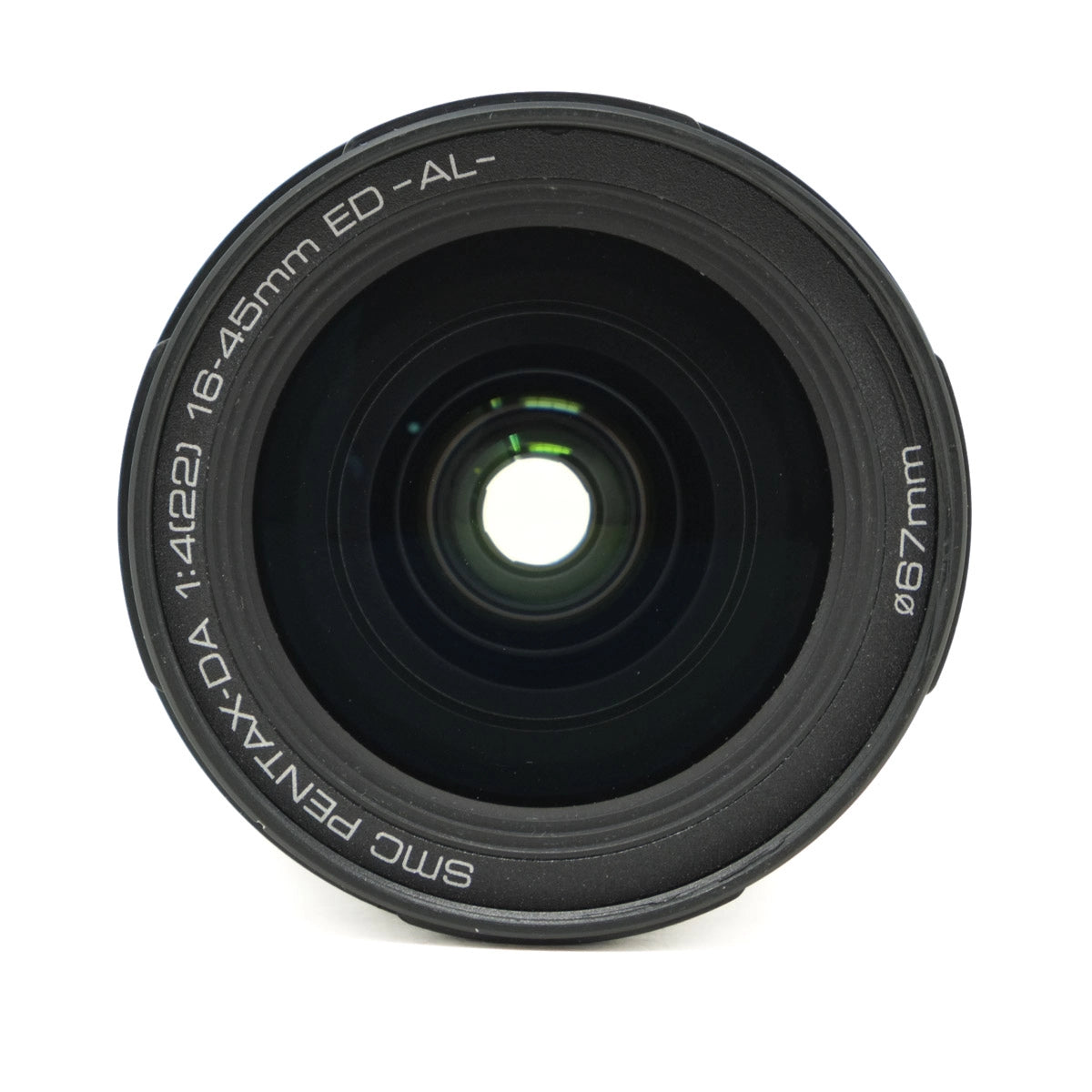 Camera lens with technical specifications on a white background