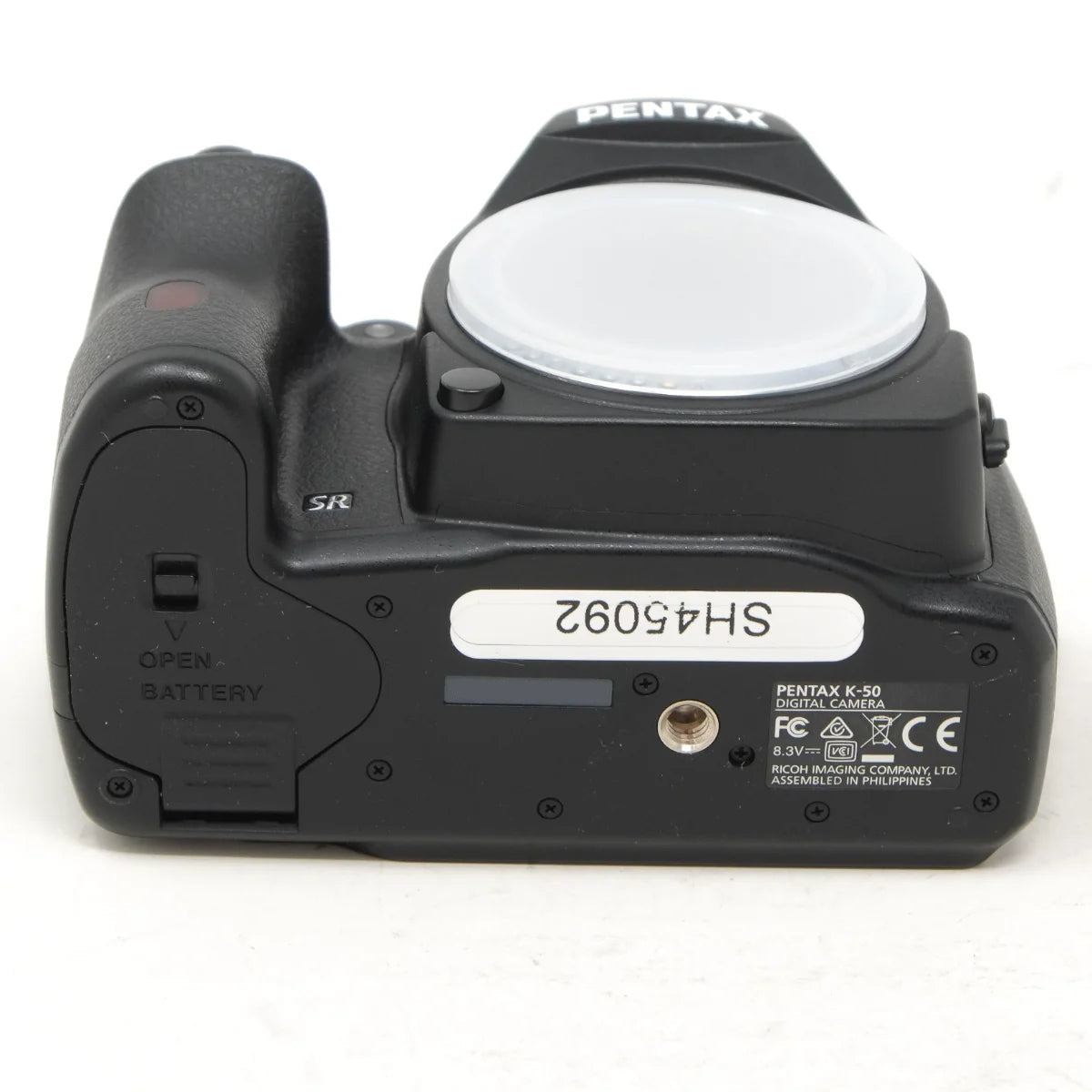 Used Pentax K-50 DSLR camera - bottom angle