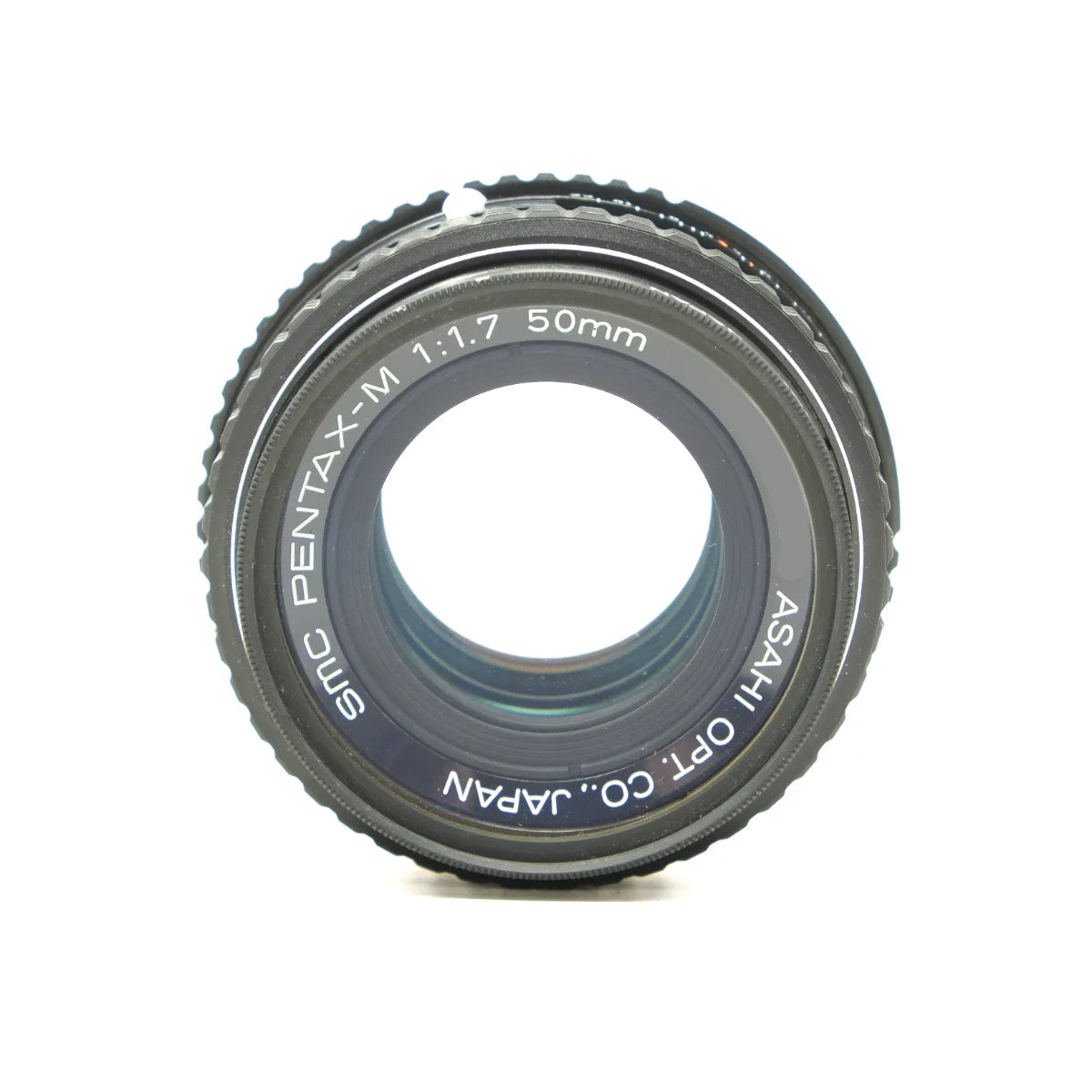 Used Pentax M 50mm F1.7 lens with Hoya UV filter - top angle