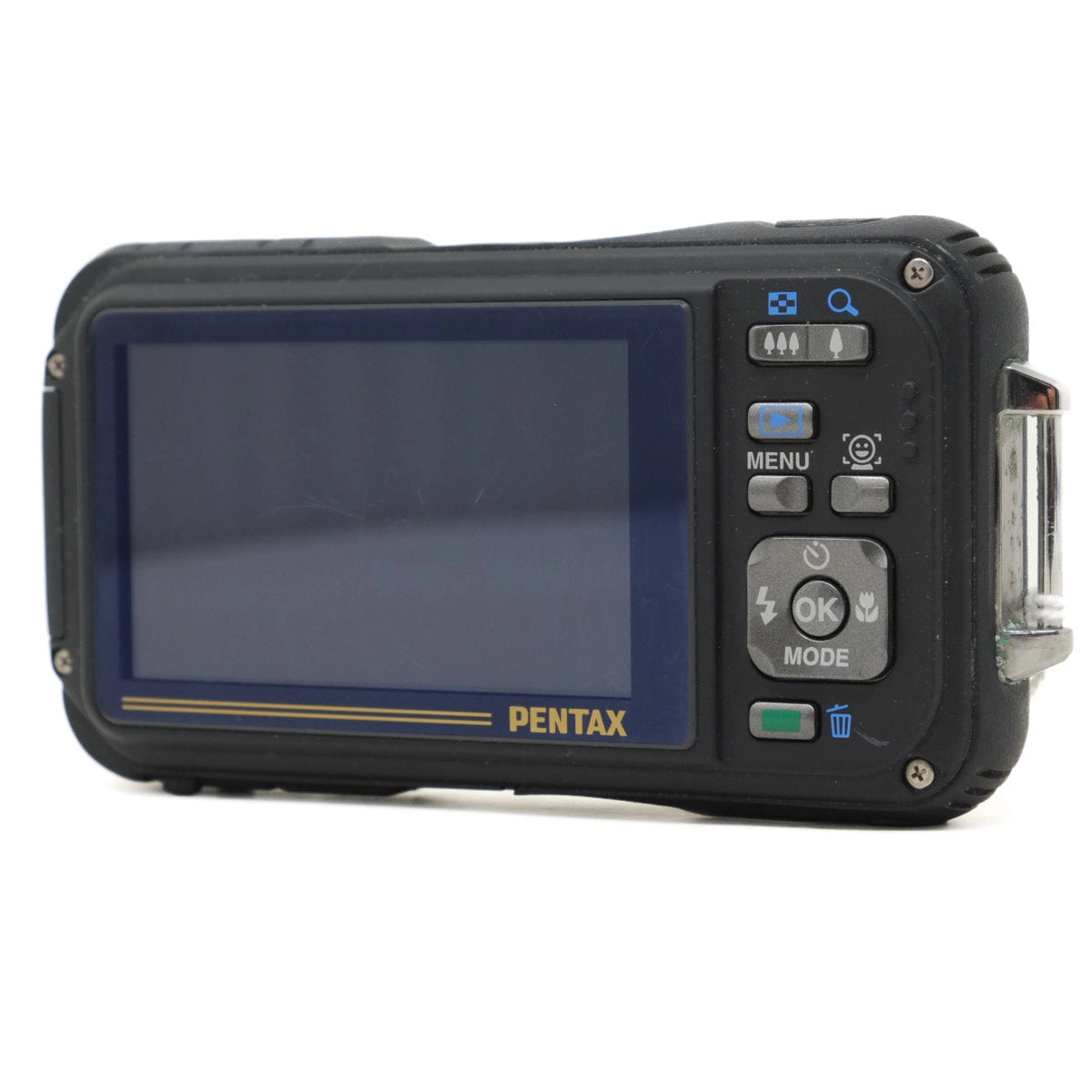 Used Pentax Optio W90 Water resistant camera - back angle