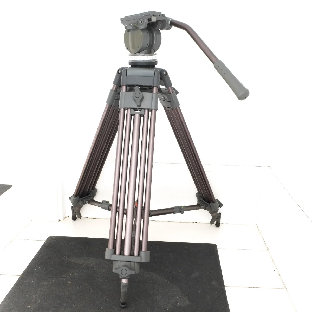 Used Professional Libec T72 Heavy Duty Tripod with Fluid Head, Case, Spreaders - front angle