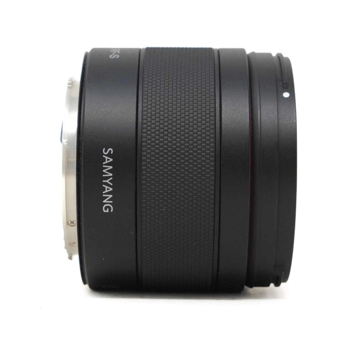 Samyang camera lens on a white background