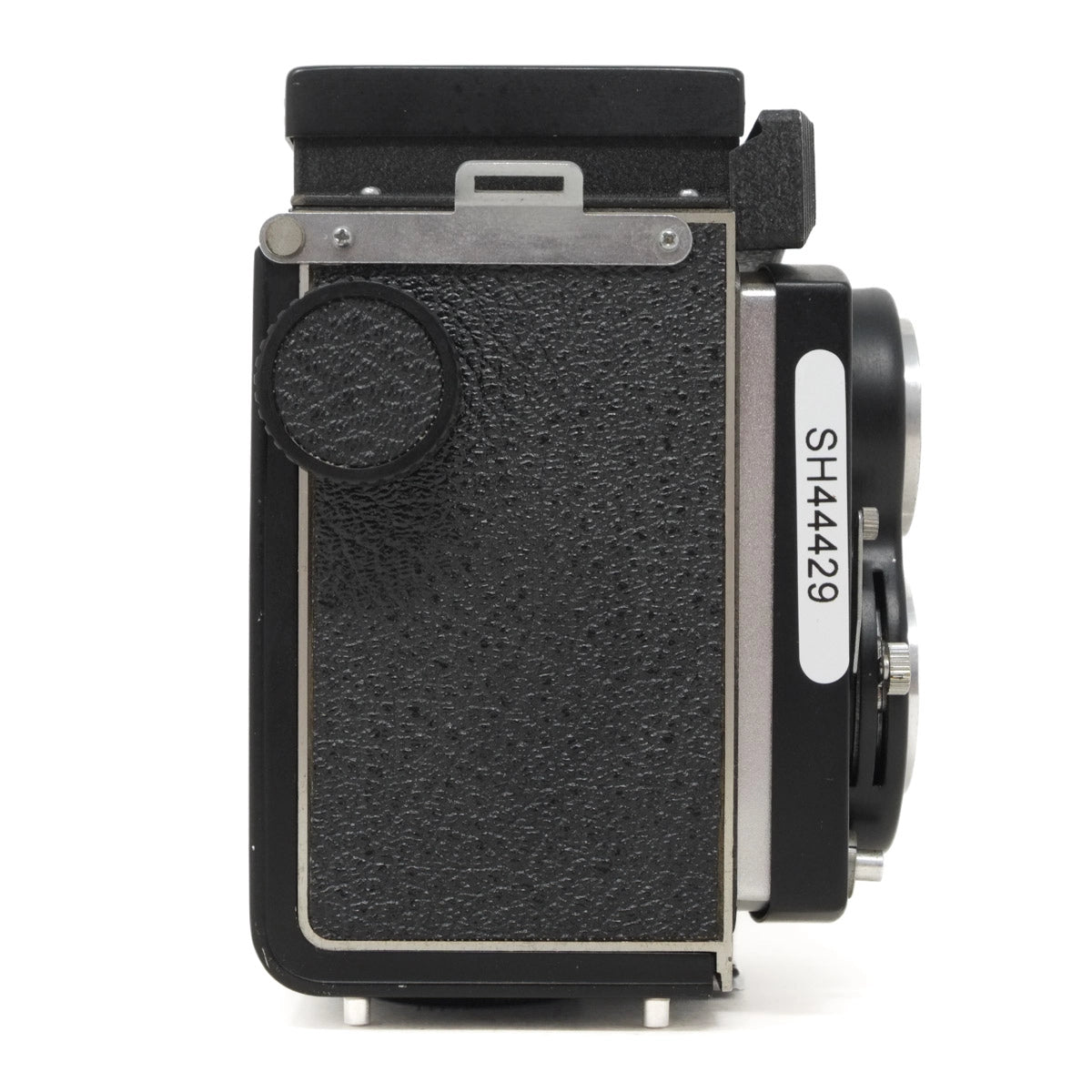 Vintage camera with leather finish on a white background