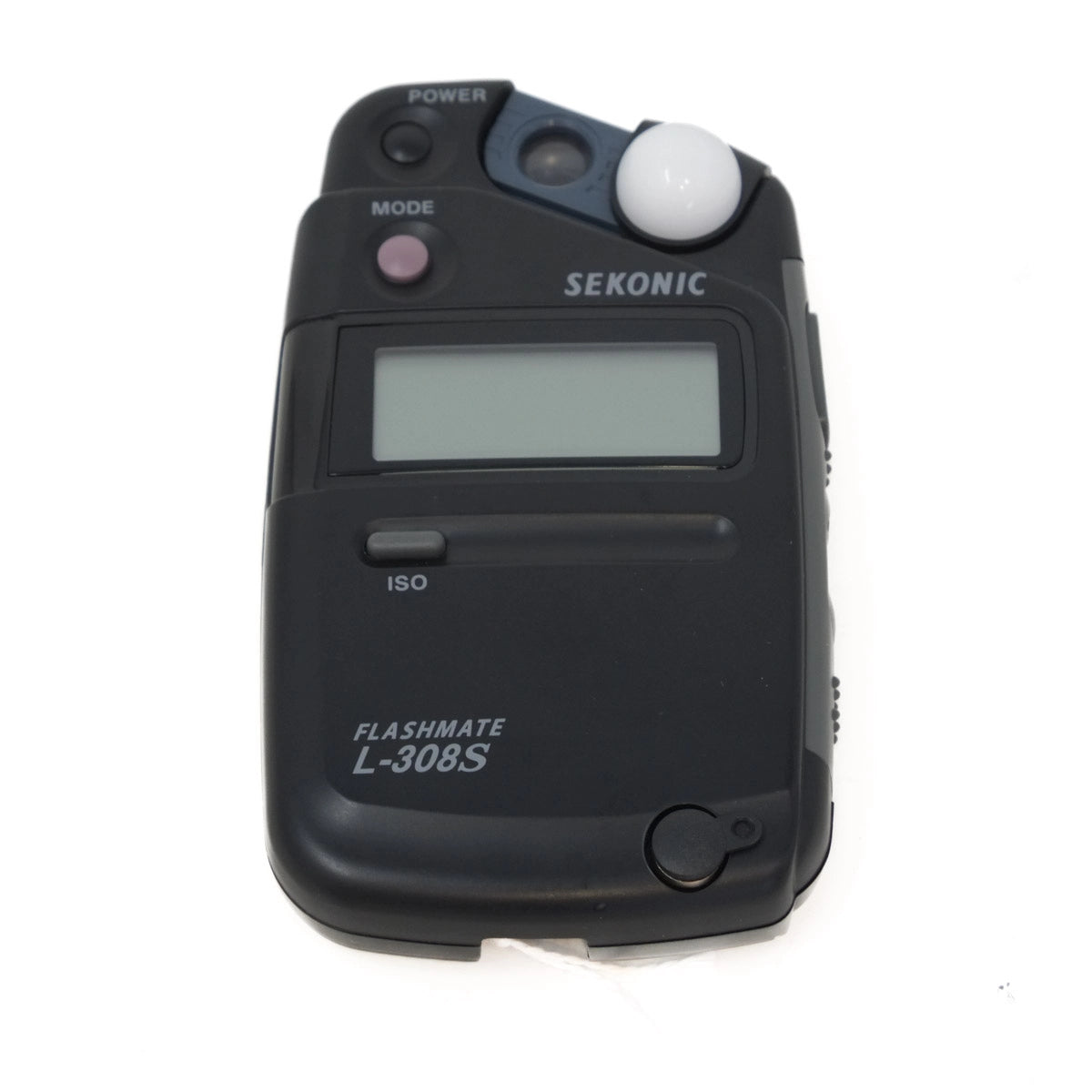 Sekonic light meter with digital display on a white background
