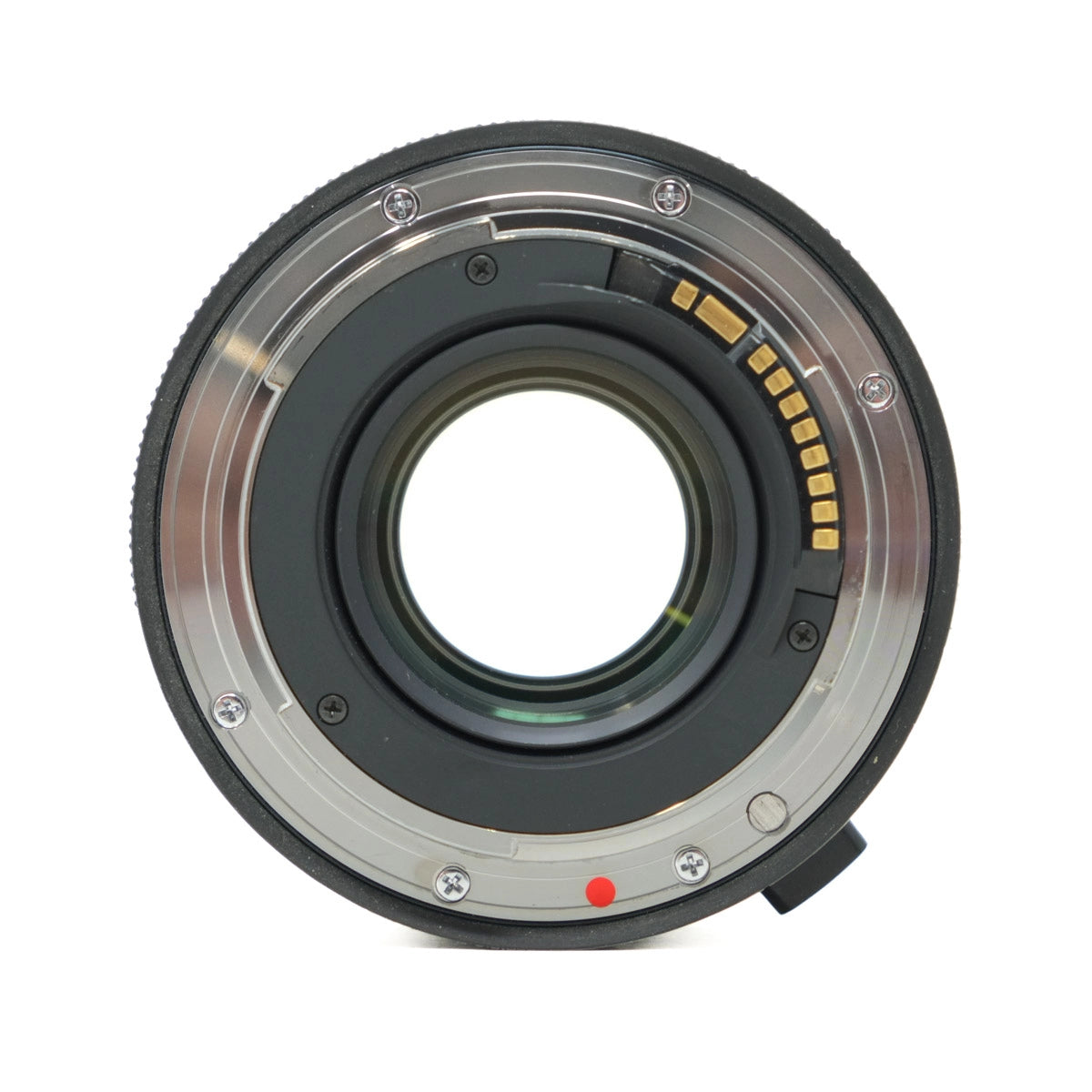 Camera lens teleconverter mount on a white background