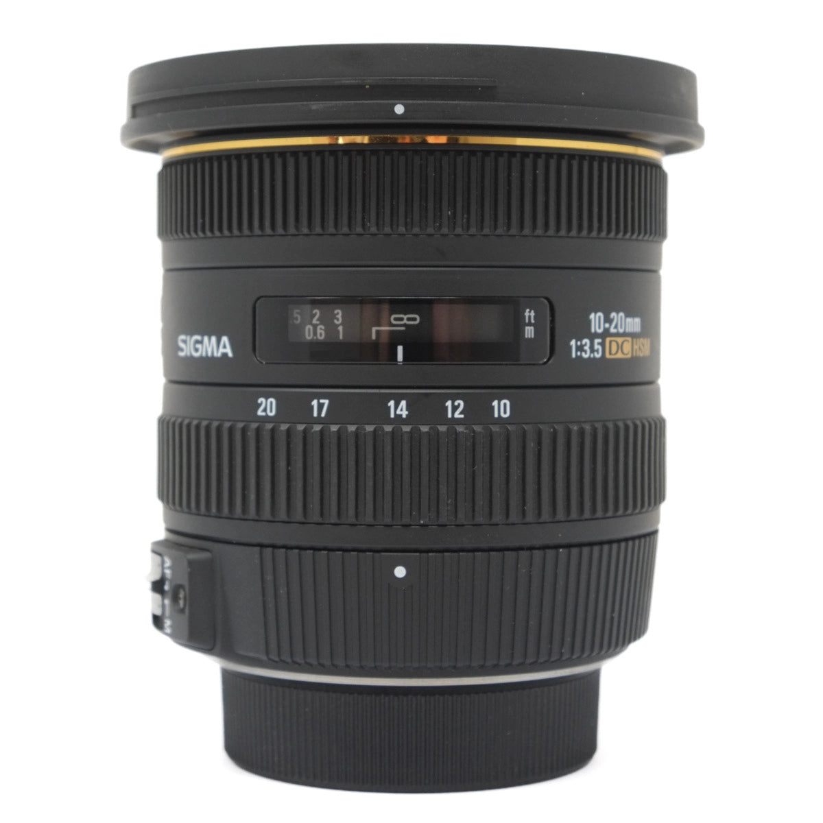 Sigma camera lens on a white background