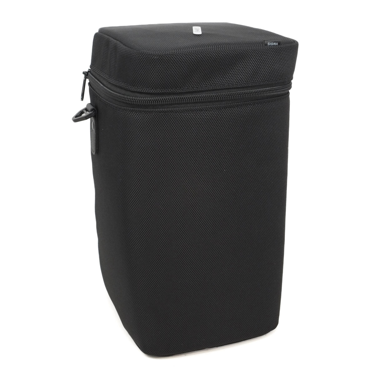 Black rectangular bag with a zipper on a white background