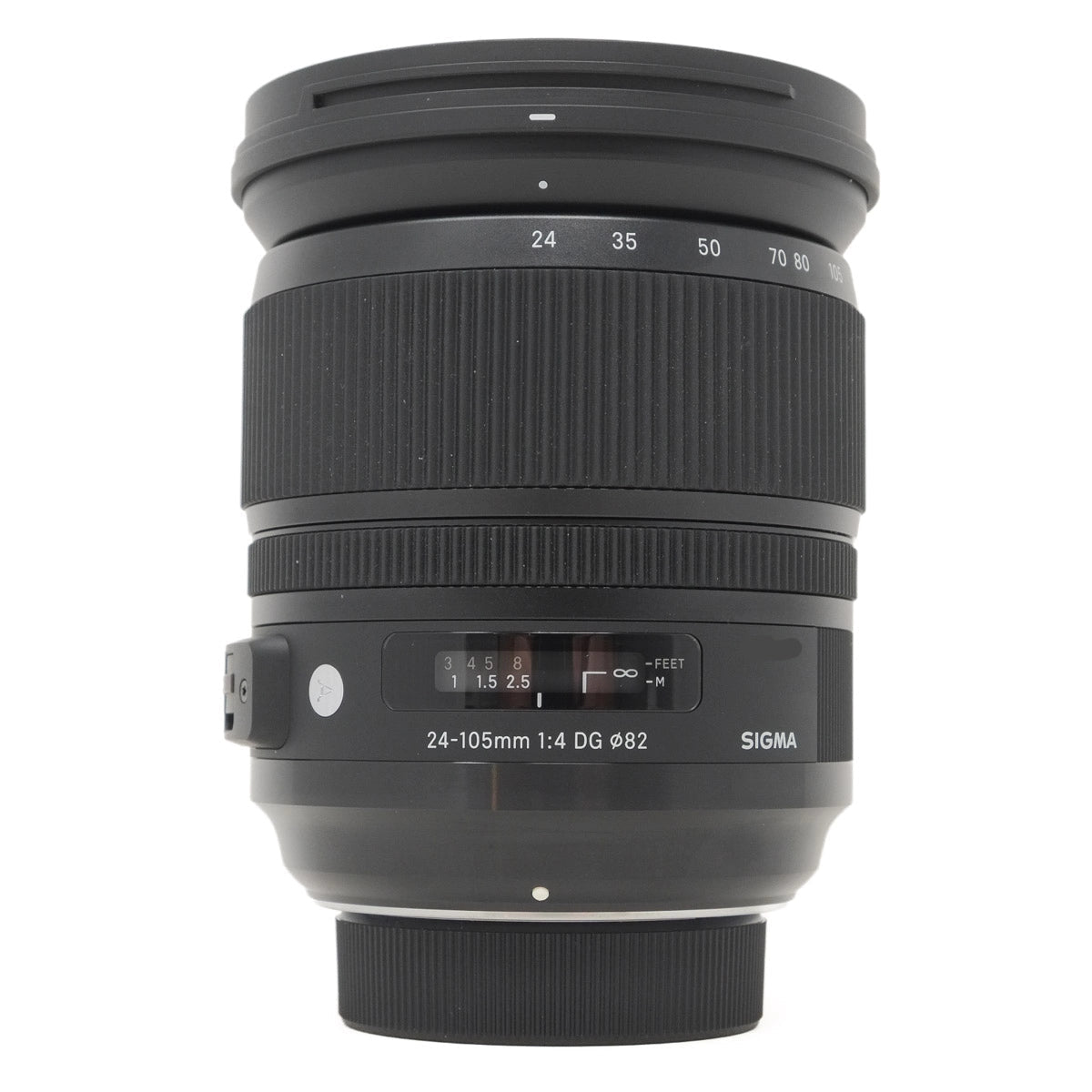 Sigma camera lens on a white background