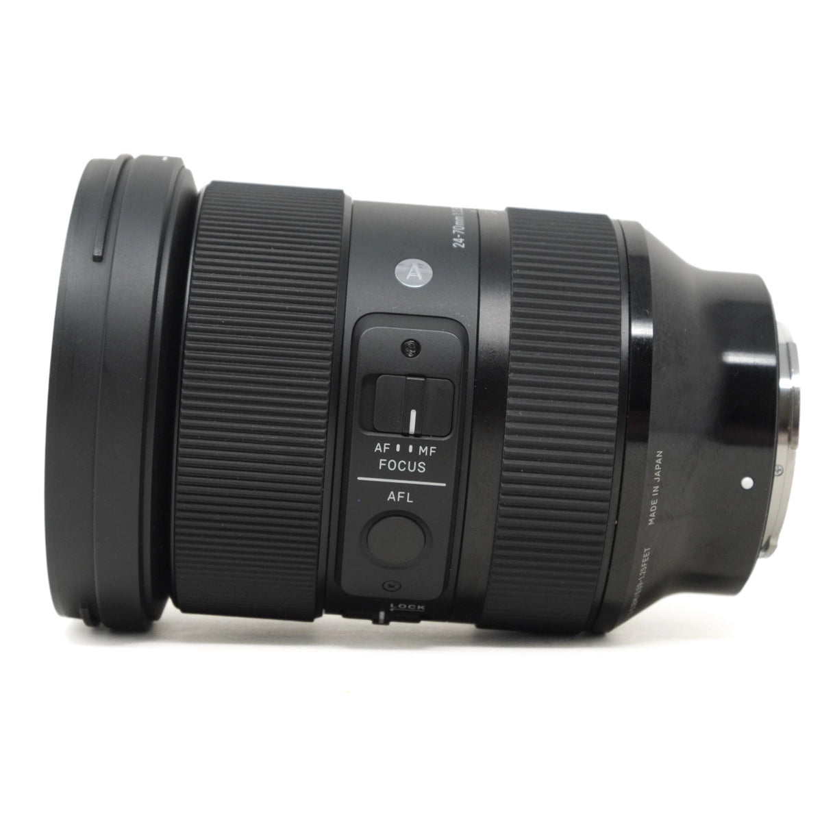 Camera lens with control buttons on a white background