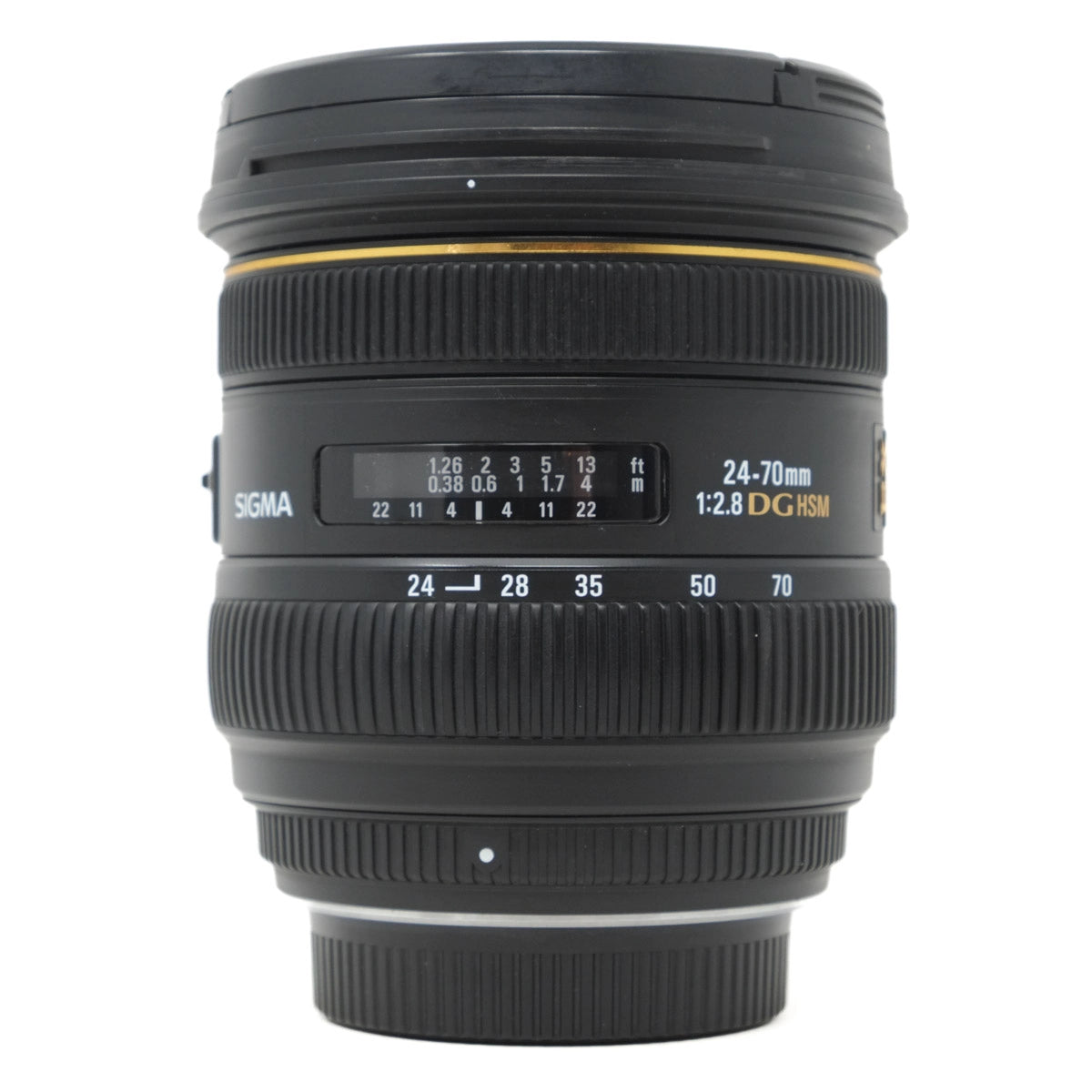 Sigma camera lens on a white background