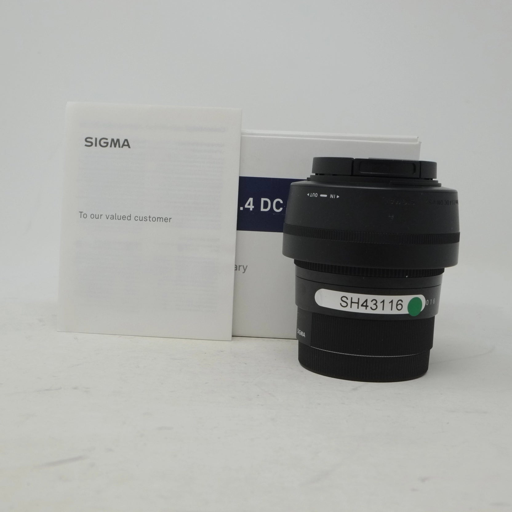 Sigma camera lens with a white background
