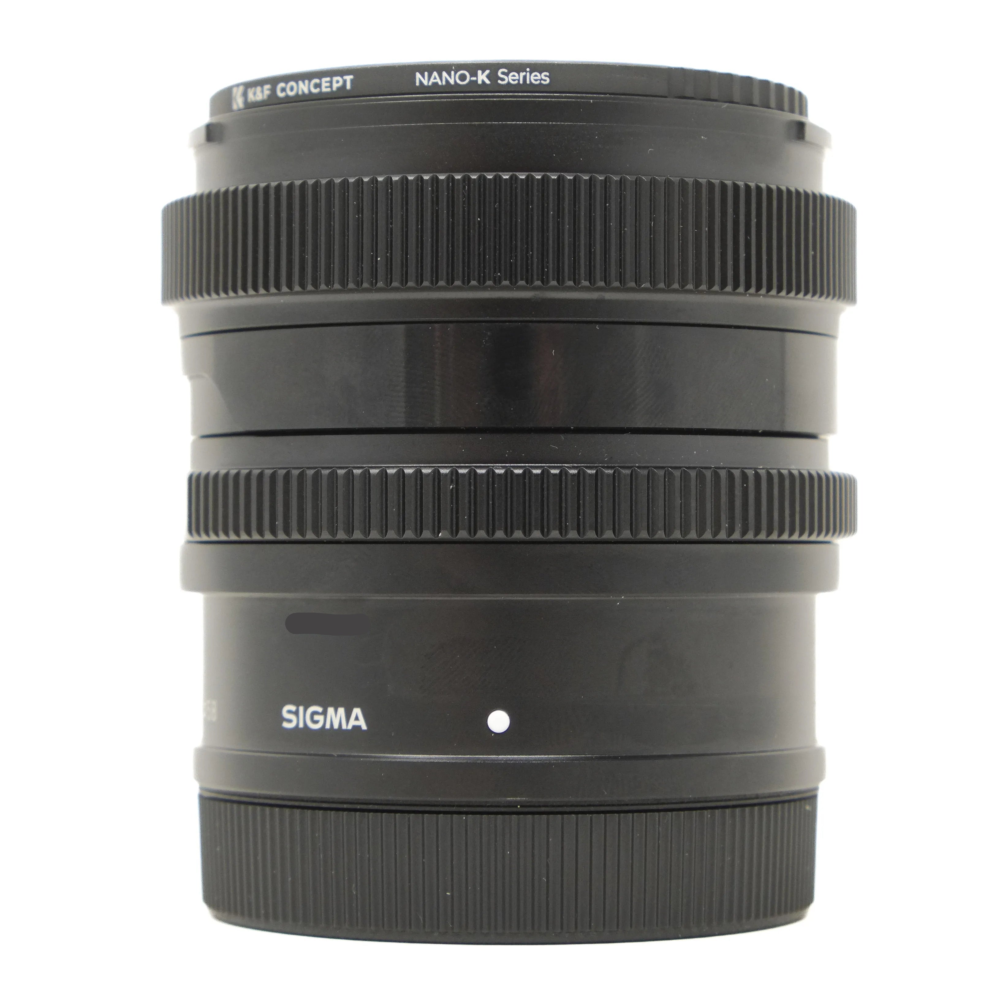 Sigma camera lens on a white background