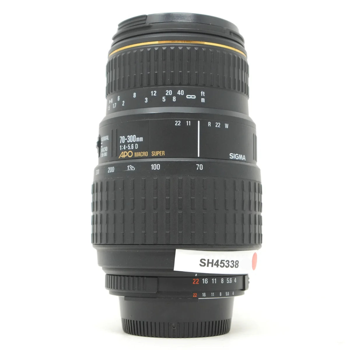 Used Sigma 70-300mm F4-5.6D APO Macro lens for Nikon AF-D - front angle