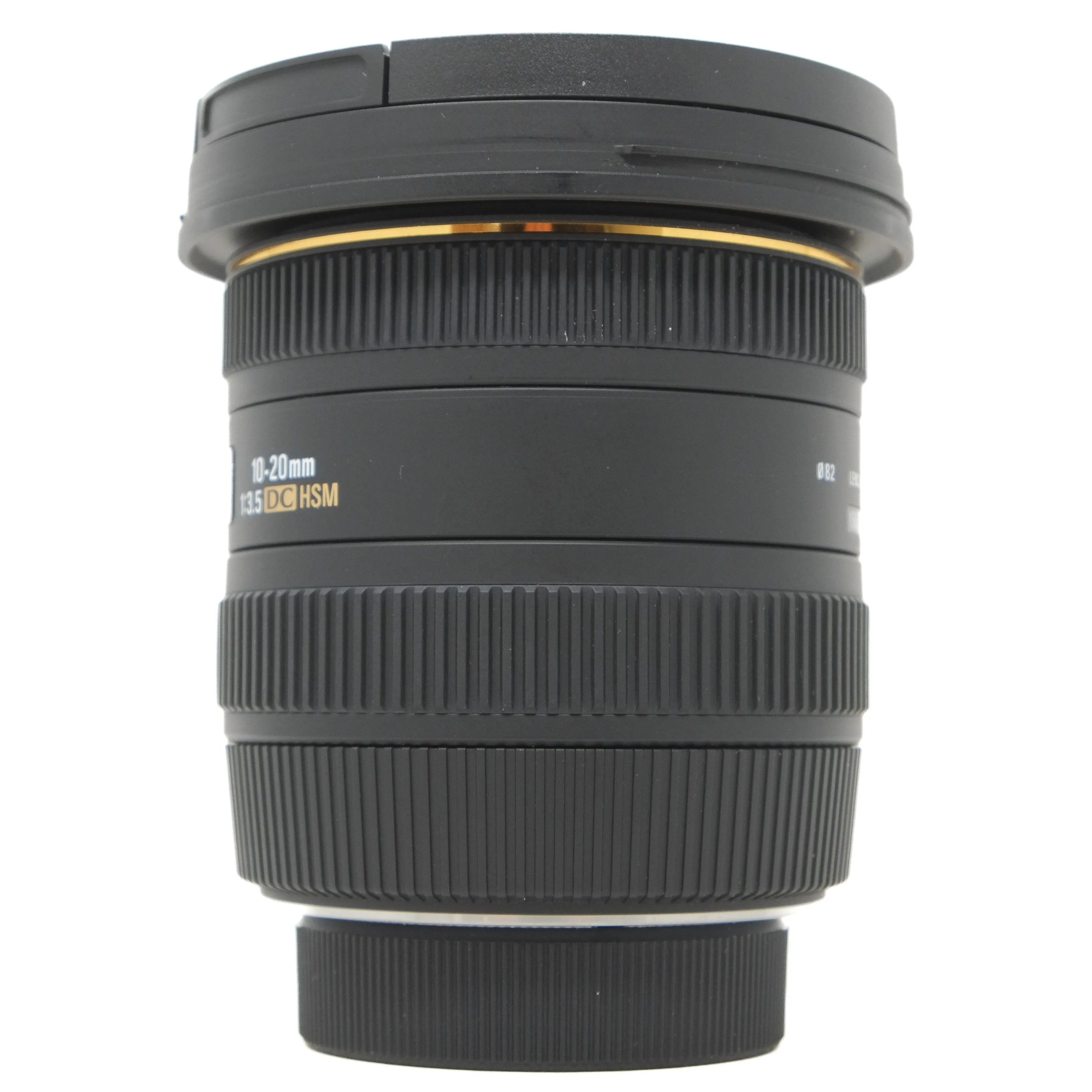 Camera lens with specifications on a white background
