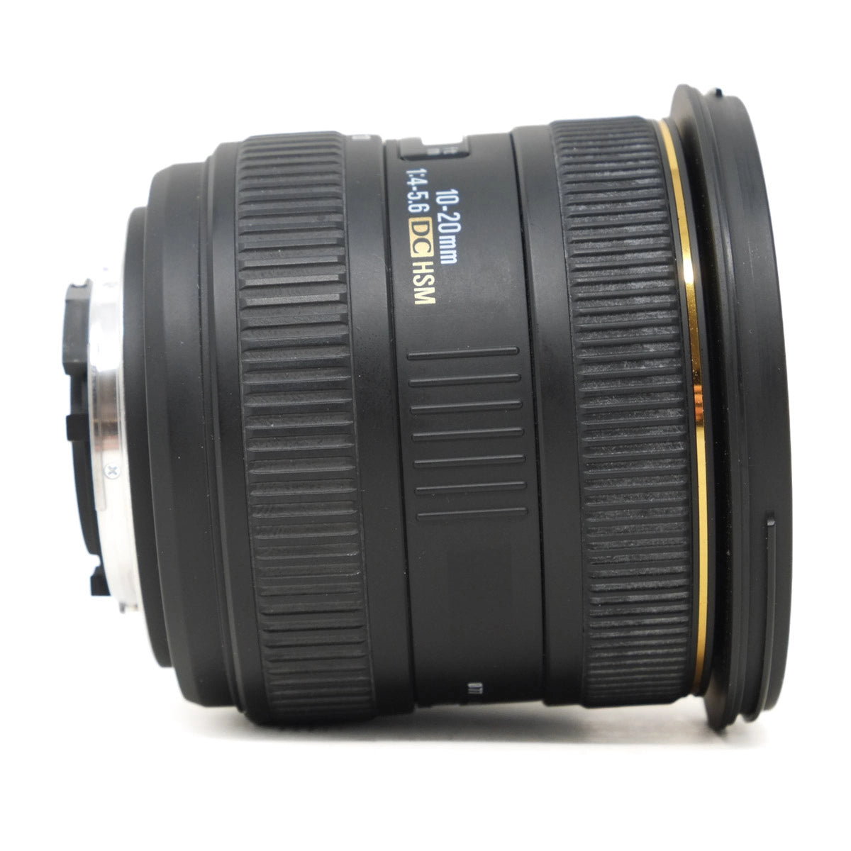 Camera lens with specifications on a white background