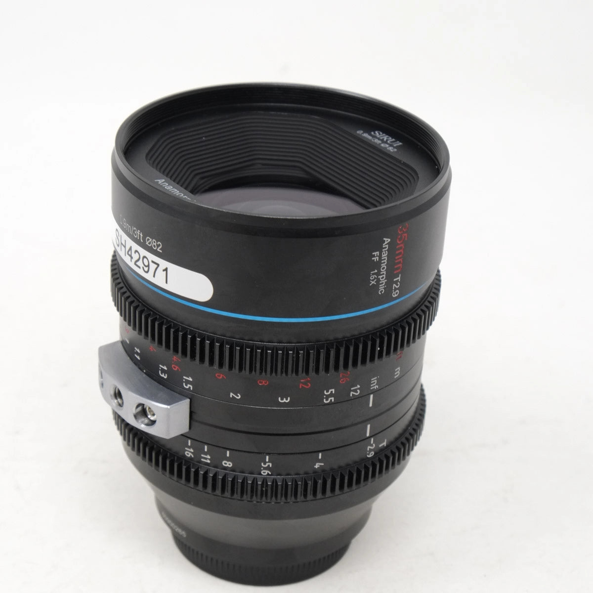 Used Sirui 35mm T2.9 1.6x Full frame Anamorphic Lens L mount - top angle