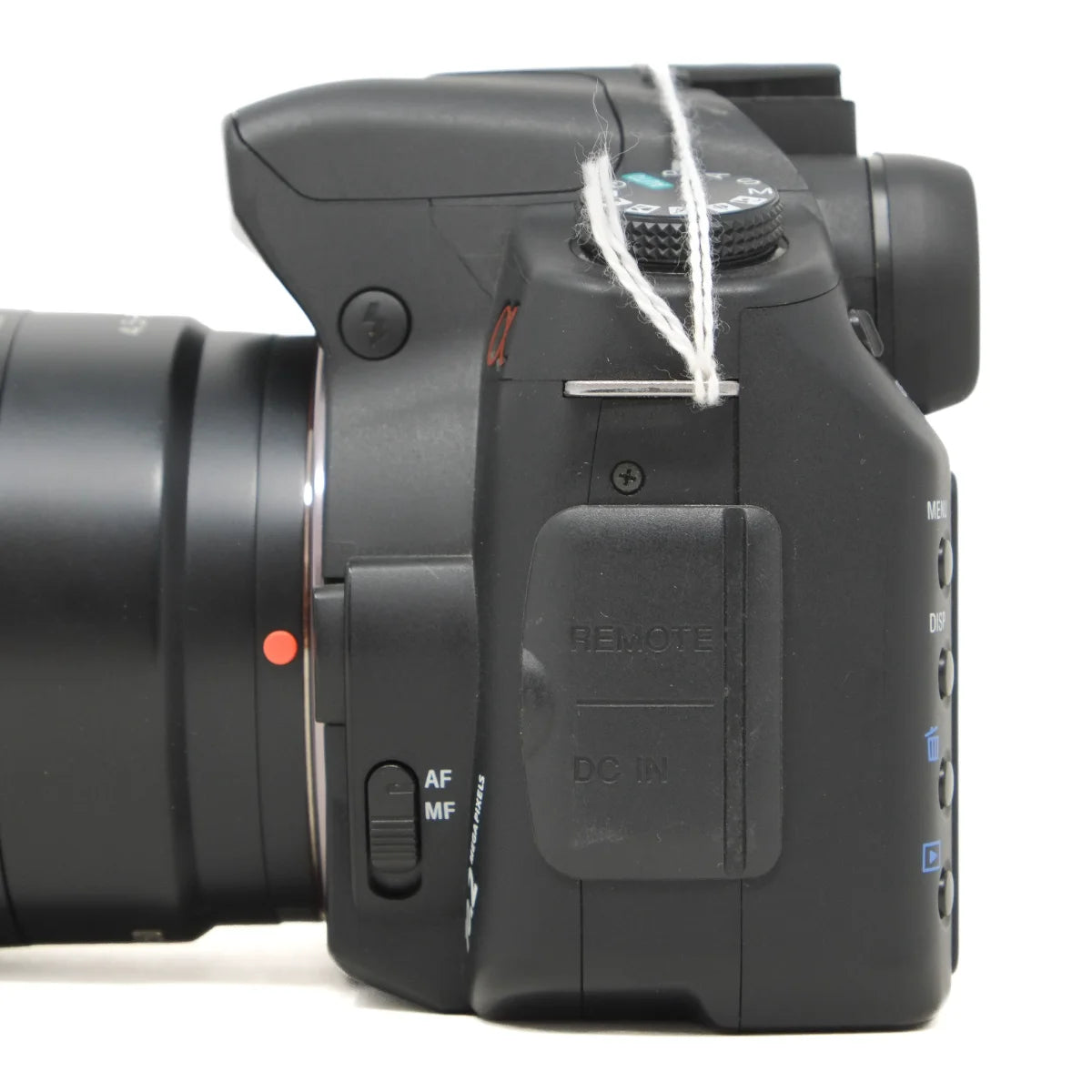 Used Sony A200 DSLR + Sony 75-300mm F4.5-5.6 lens - side angle