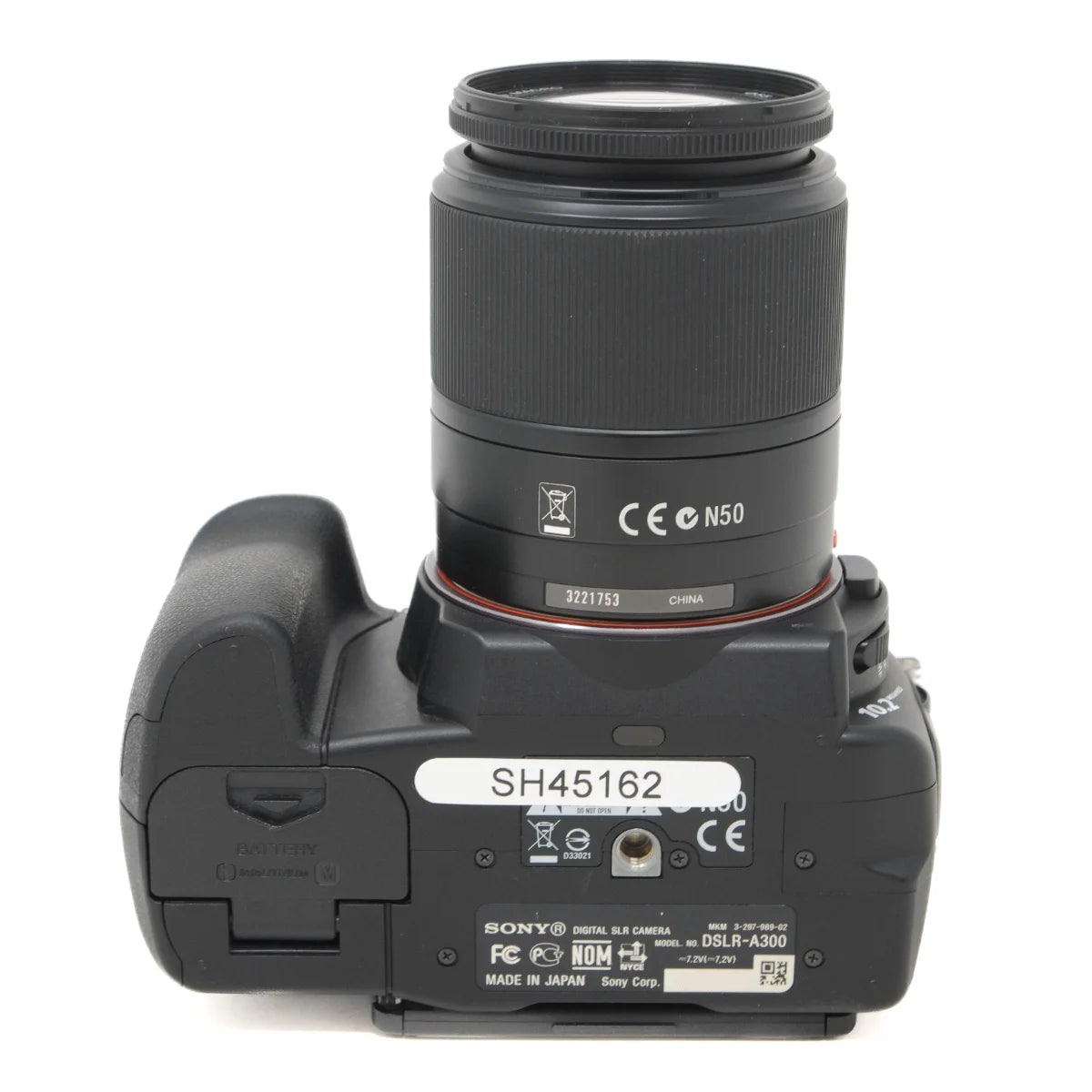 Used Sony A300 DSLR camera with 18-70mm lens - bottom angle