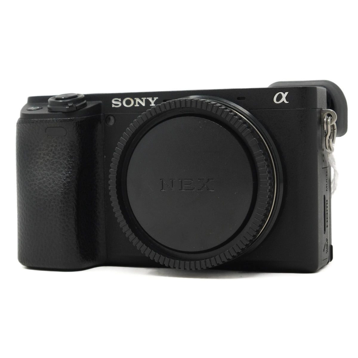 Black Sony camera on a white background