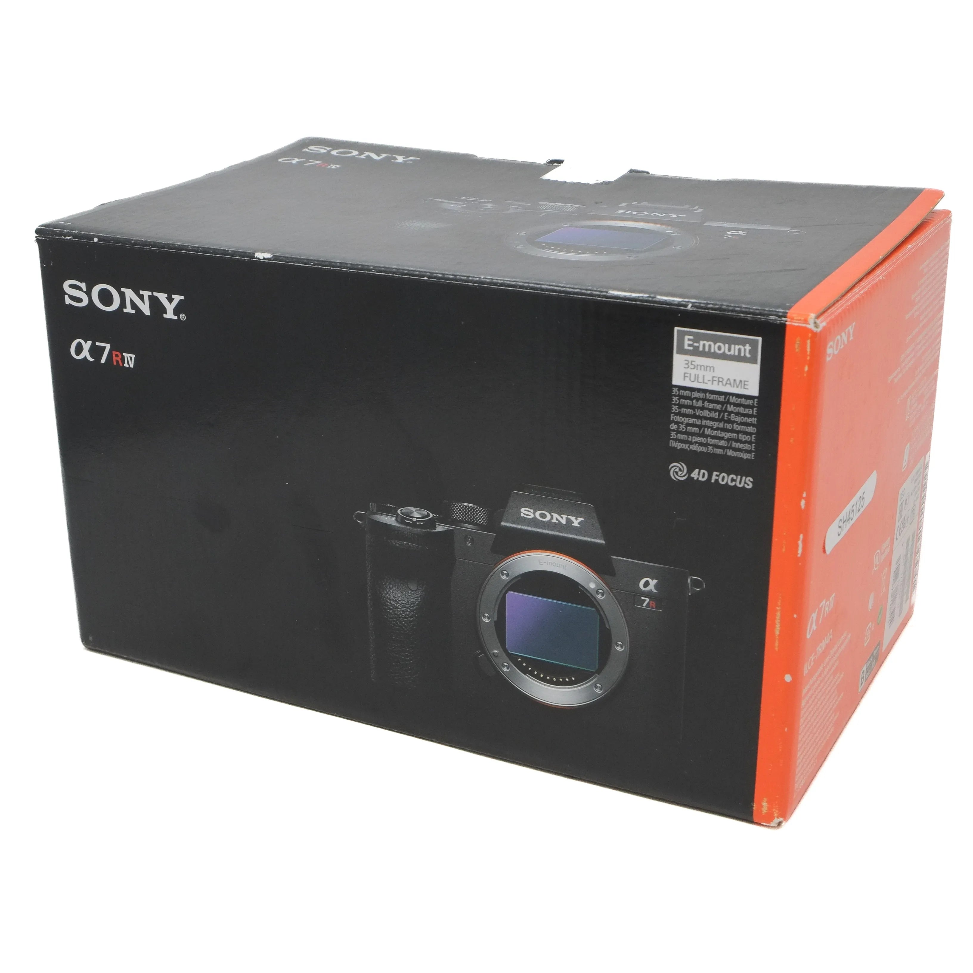 Sony camera packaging box on a white background