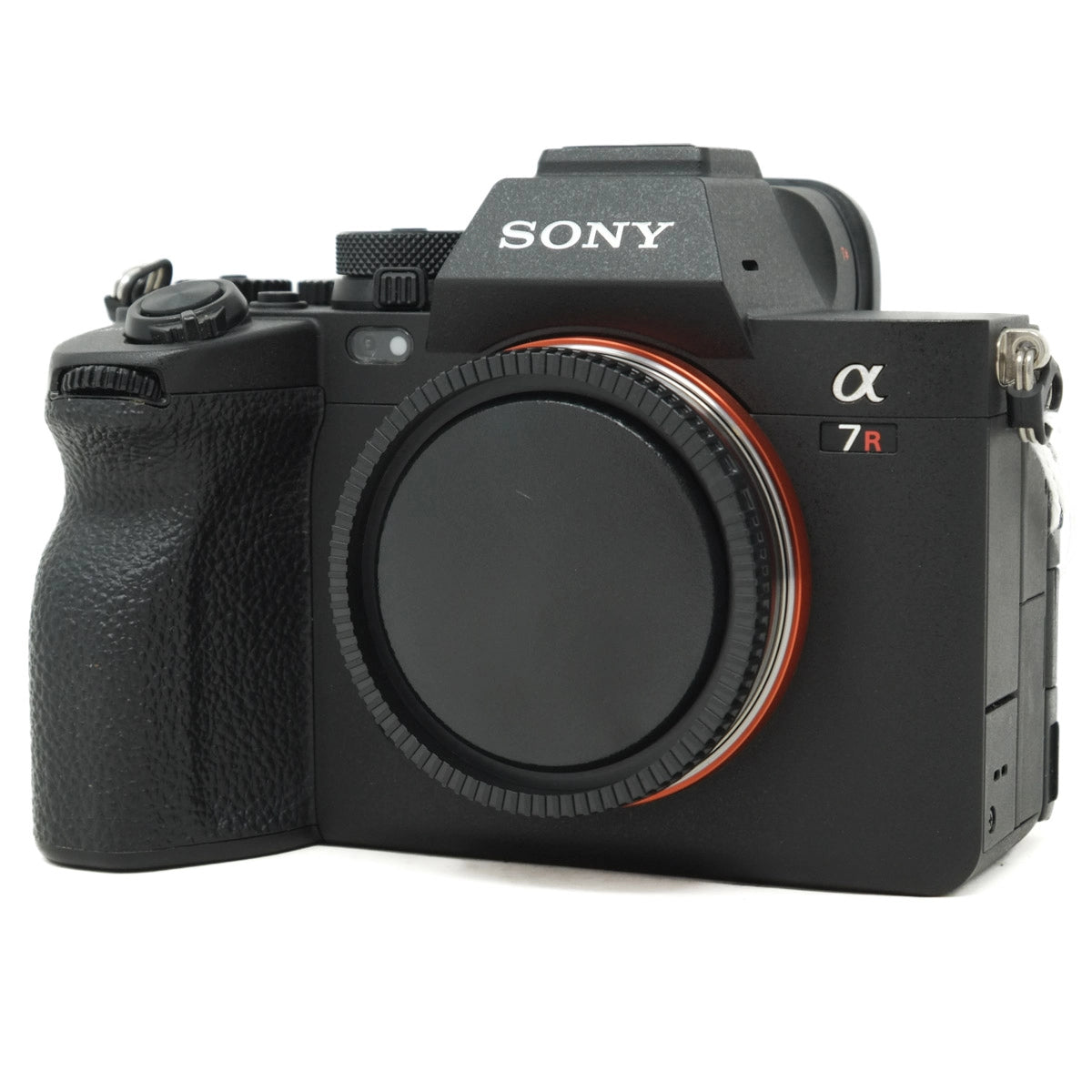 Sony camera with 'alpha' and model number on a white background