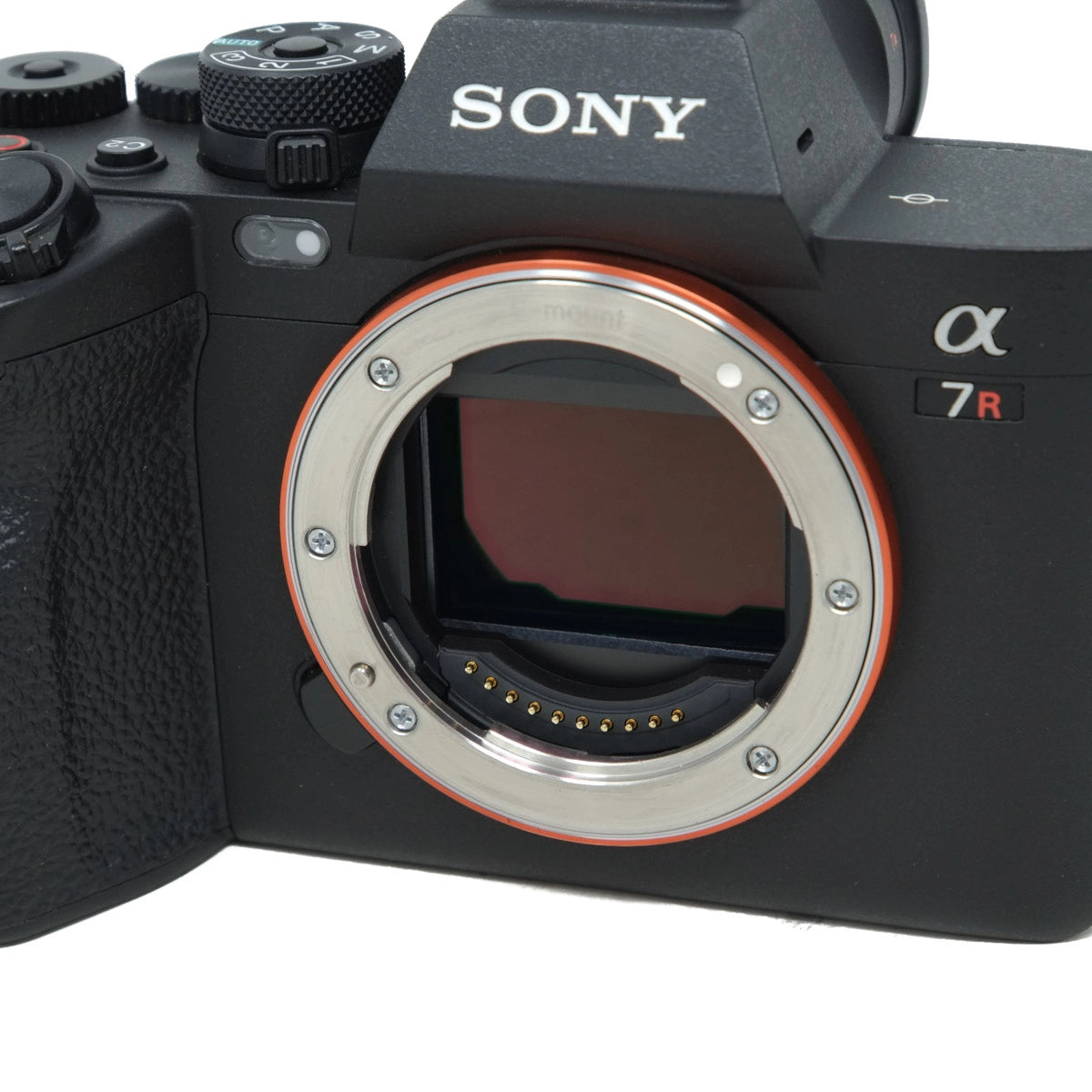 Sony camera with open lens on a white background