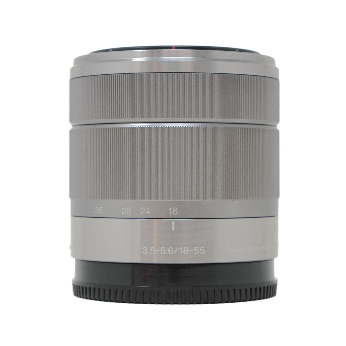 Camera lens with specifications on a white background
